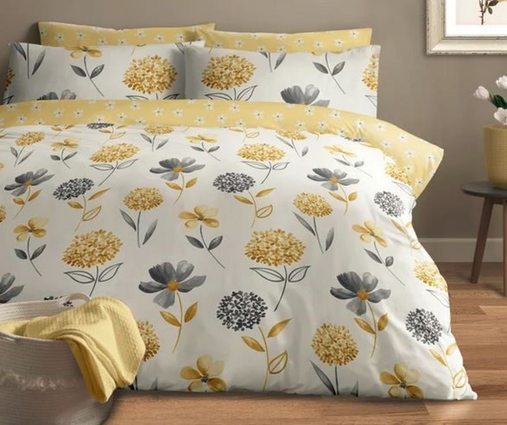 HALLWOOD BRUSHED COTTON DUVET COVER SET OCHRE IN KINGSIZE