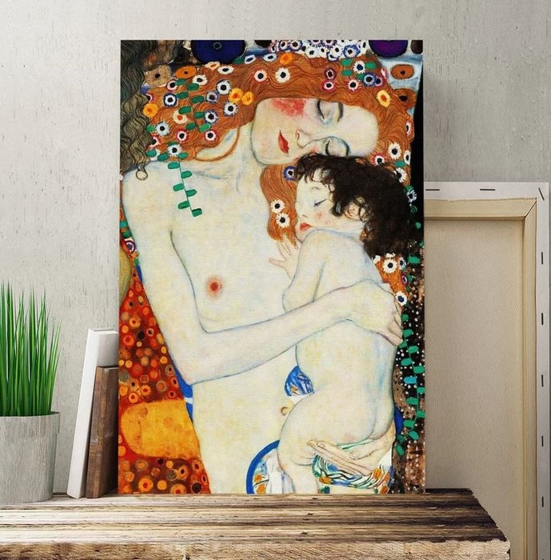 MOTHER AND CHILD BABY' BY GUSTAV KLIMT PAINTING ON CANVAS / SIZE: 60CM H X 40CM W BY EAST URBAN HOME
