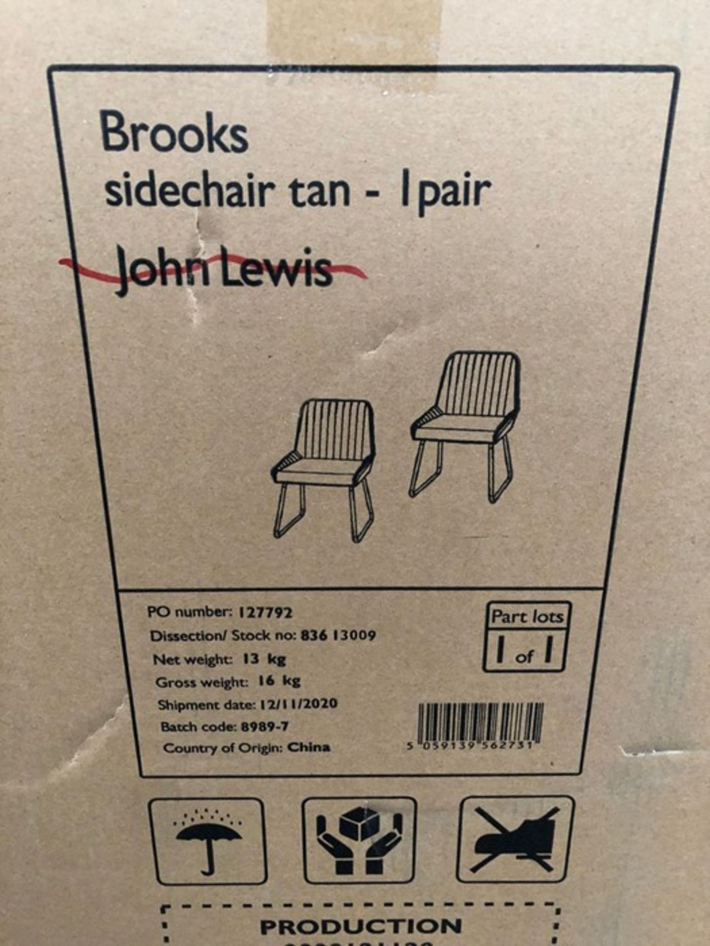 2 x JOHN LEWIS BROOKS SIDE DINING CHAIRS
