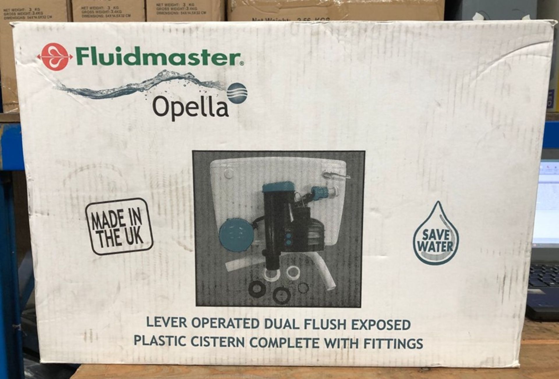 1 X FLUIDMASTER OPELLA LEVER OPERATED DUAL FLUSH CISTERN AND FITTINGS