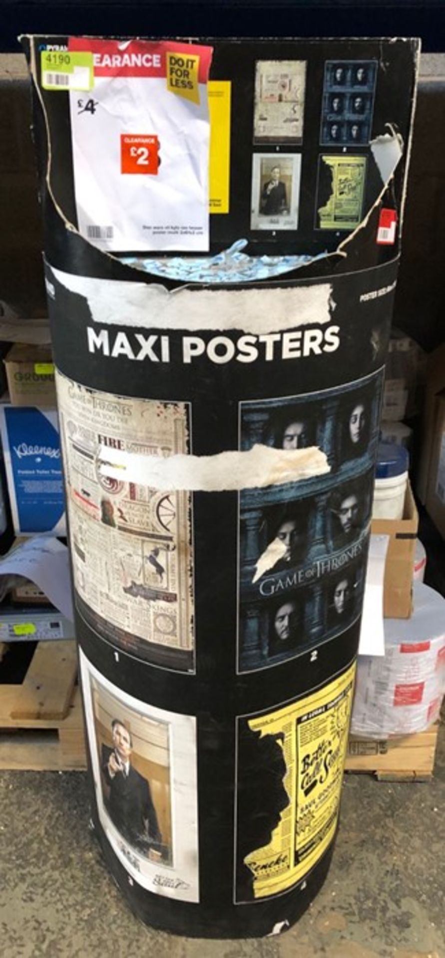 1 X RETAIL POSTER STAND/BOX WITH POSTERS / 4 DIFFERENT DESIGNS OF POSTER / MIXED CONDITIONS