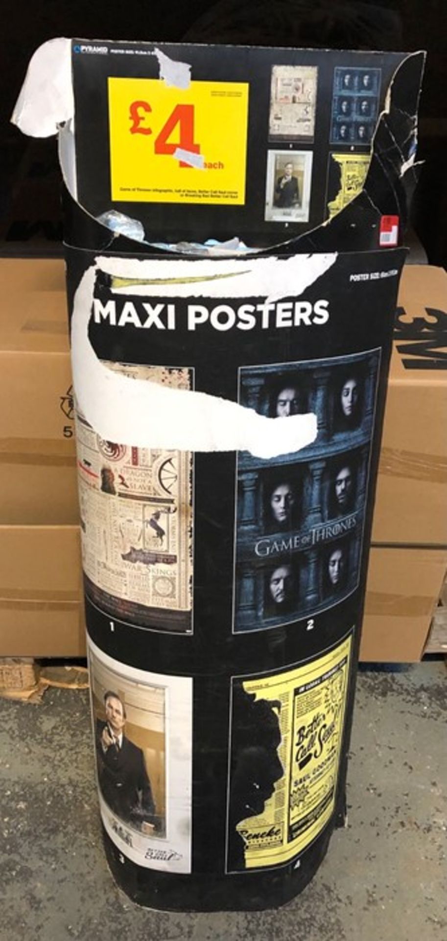 1 X RETAIL POSTER STAND/BOX WITH POSTERS / 4 DIFFERENT DESIGNS OF POSTER / MIXED CONDITIONS