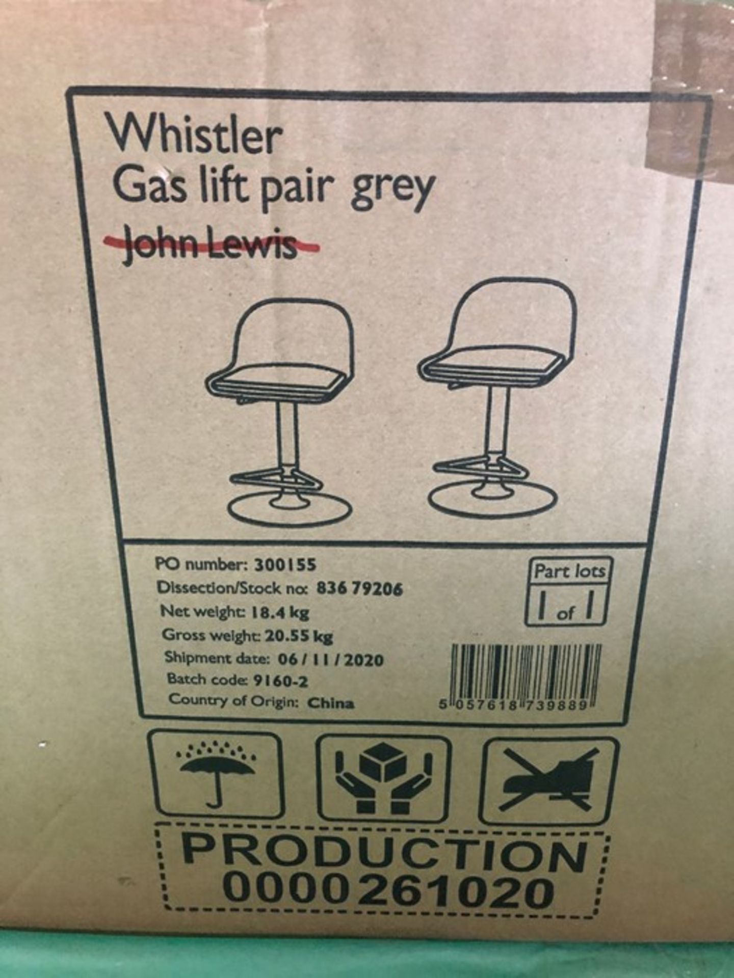 2 x HOUSE BY JOHN LEWIS WHISTLER GAS LIFT ADJUSTABLE BAR STOOLS