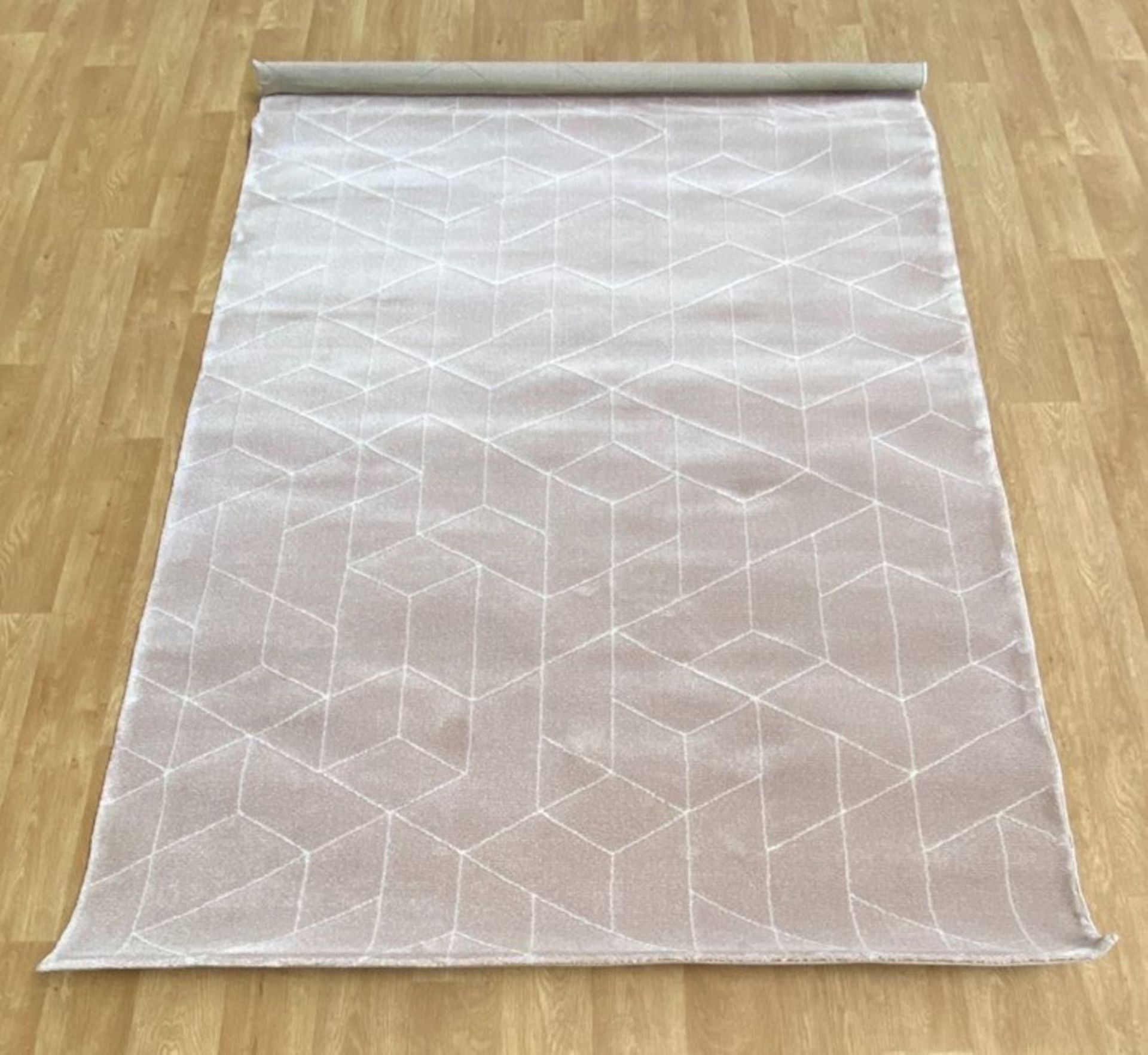 LA REDOUTE CONTEMPORARY GEOMETRIC PATTERNED RUG - ROSE 160X220CM