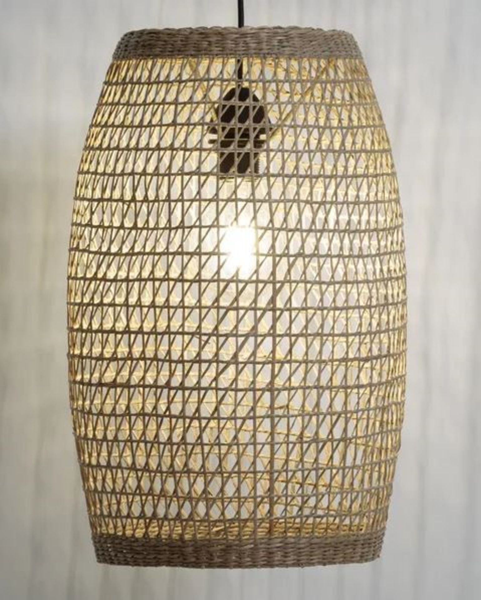 1 X LA REDOUTE MAKITA CAGE STYLE WICKER LIGHTSHADE LARGE 50CM / RRP £99.00 / GRADE B, RATTAN WEAVE