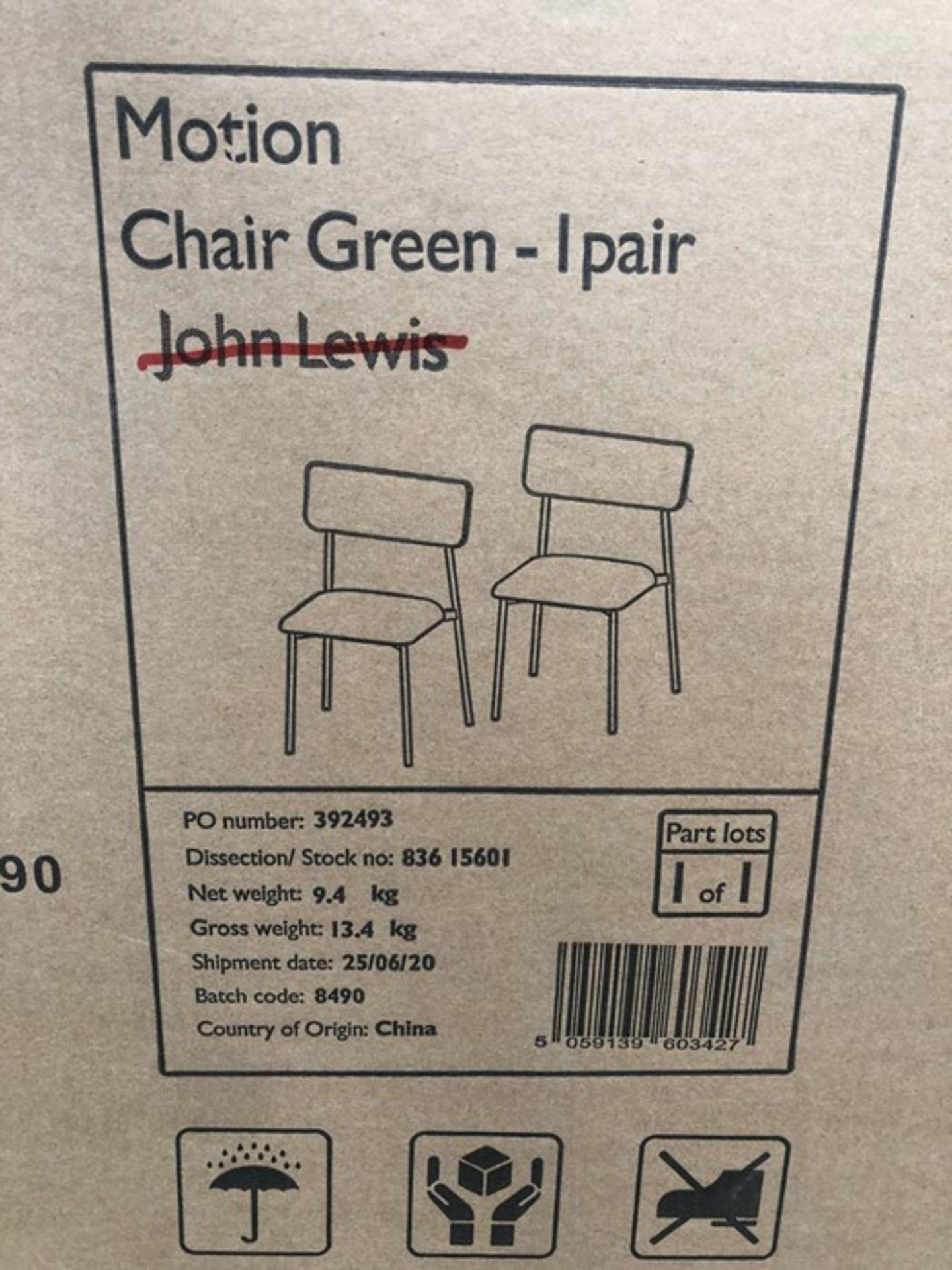 JOHN LEWIS MOTION CORDUROY UPHOLSTERED DINING CHAIR - Image 2 of 2