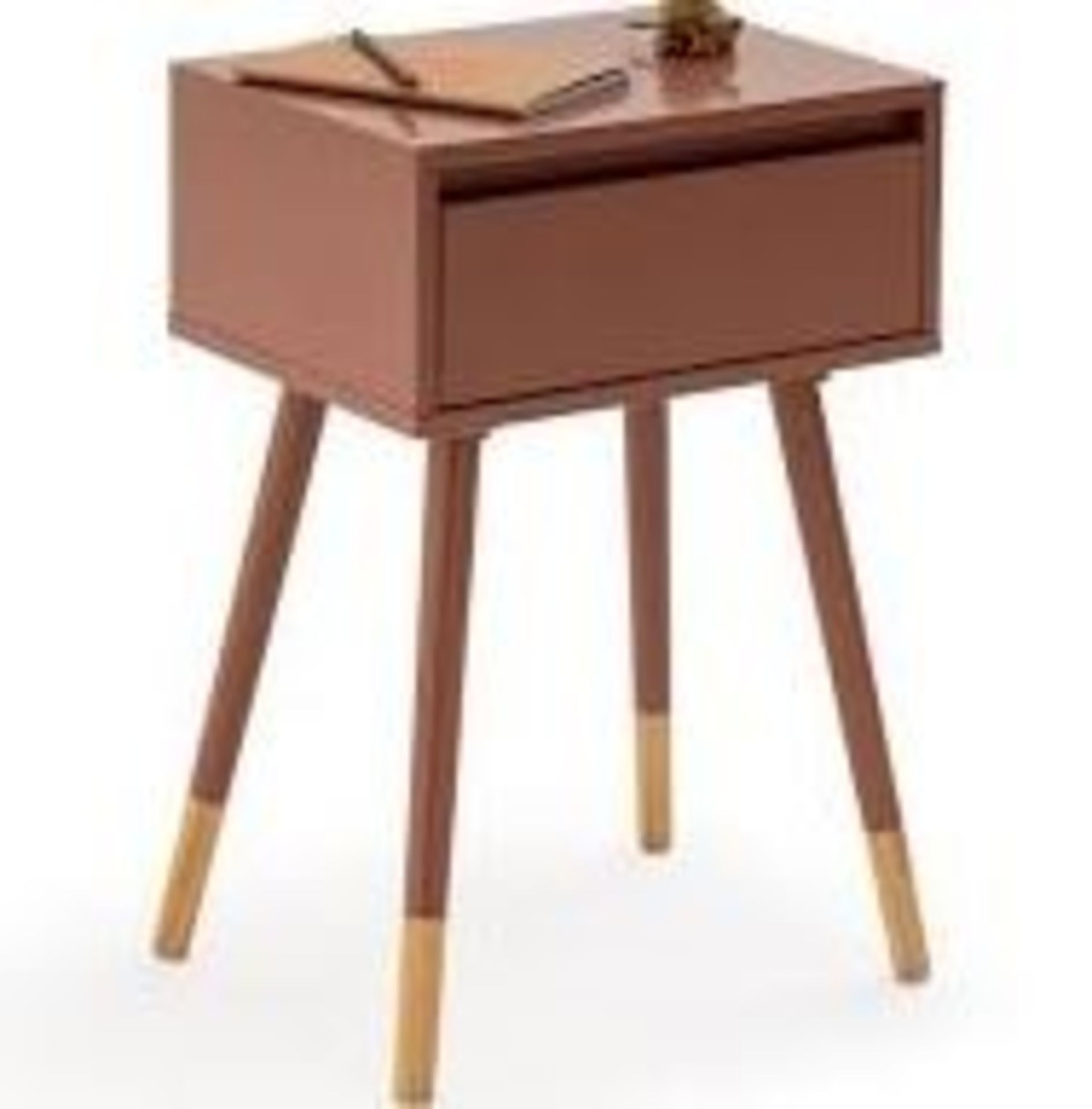 1 X LA REDOUTE JANIK BEDSIDE TABLE IN TERRACOTTA / RRP £75.00 / GRADE B, SURFACE SCRATCHES ON