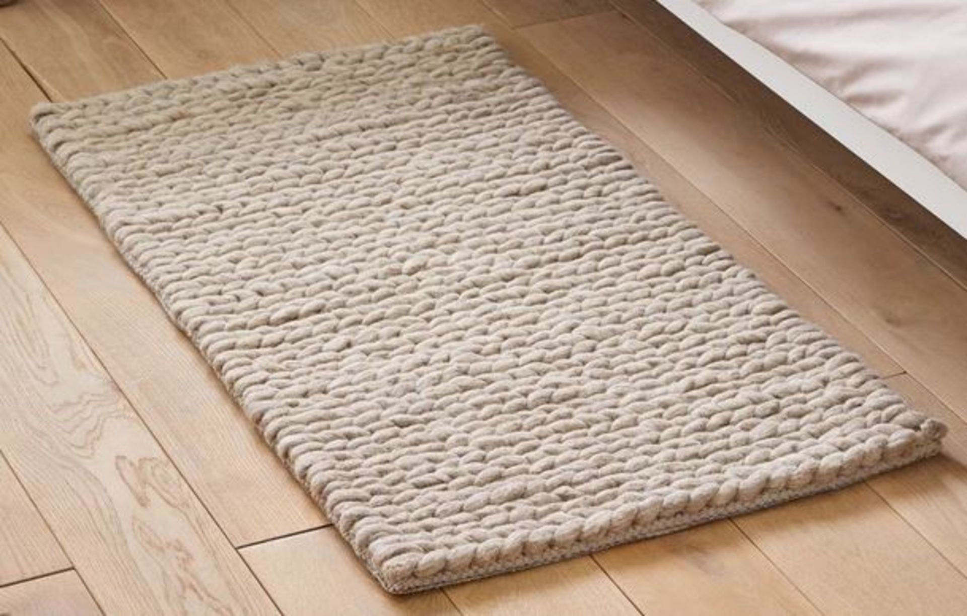 LA REDOUTE DIANO WOOL KNIT EFFECT BEDSIDE RUG 60X110CM