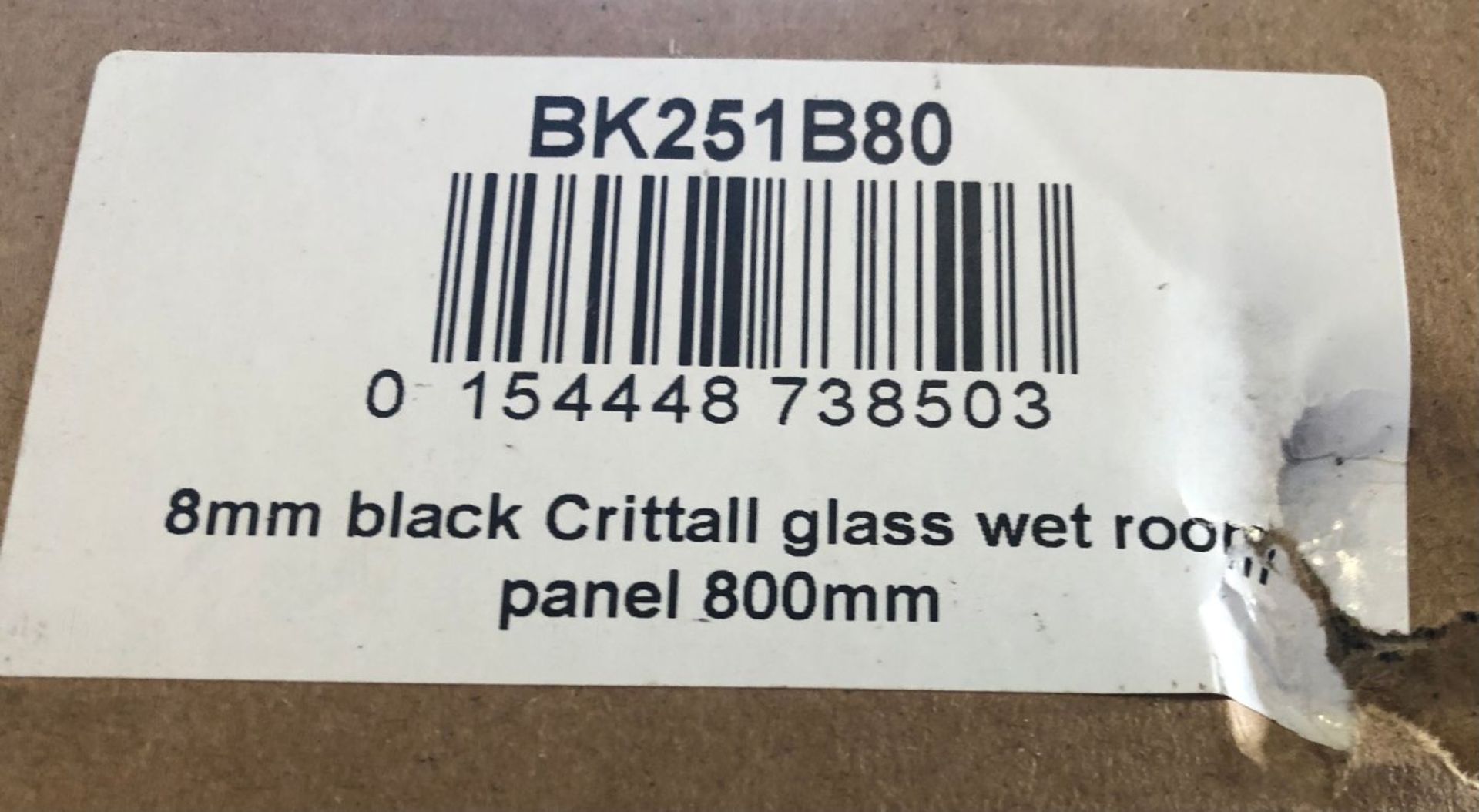 8MM BLACK CRITTALL GLASS WET ROOM PANEL 800MM RRP £125 (BK251B80)
