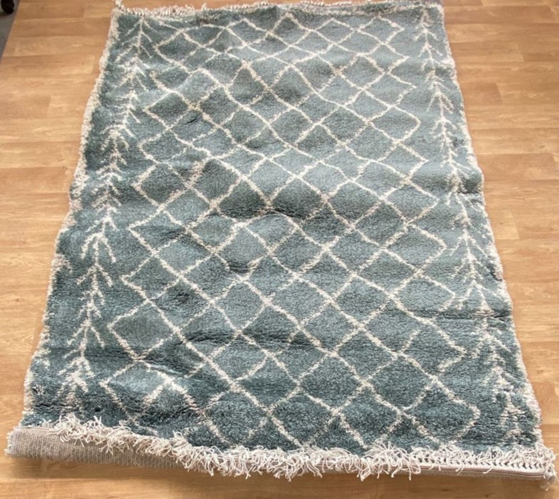 LA REDOUTE FRINGED BERBER STYLE RUG - BLUE 160X230CM