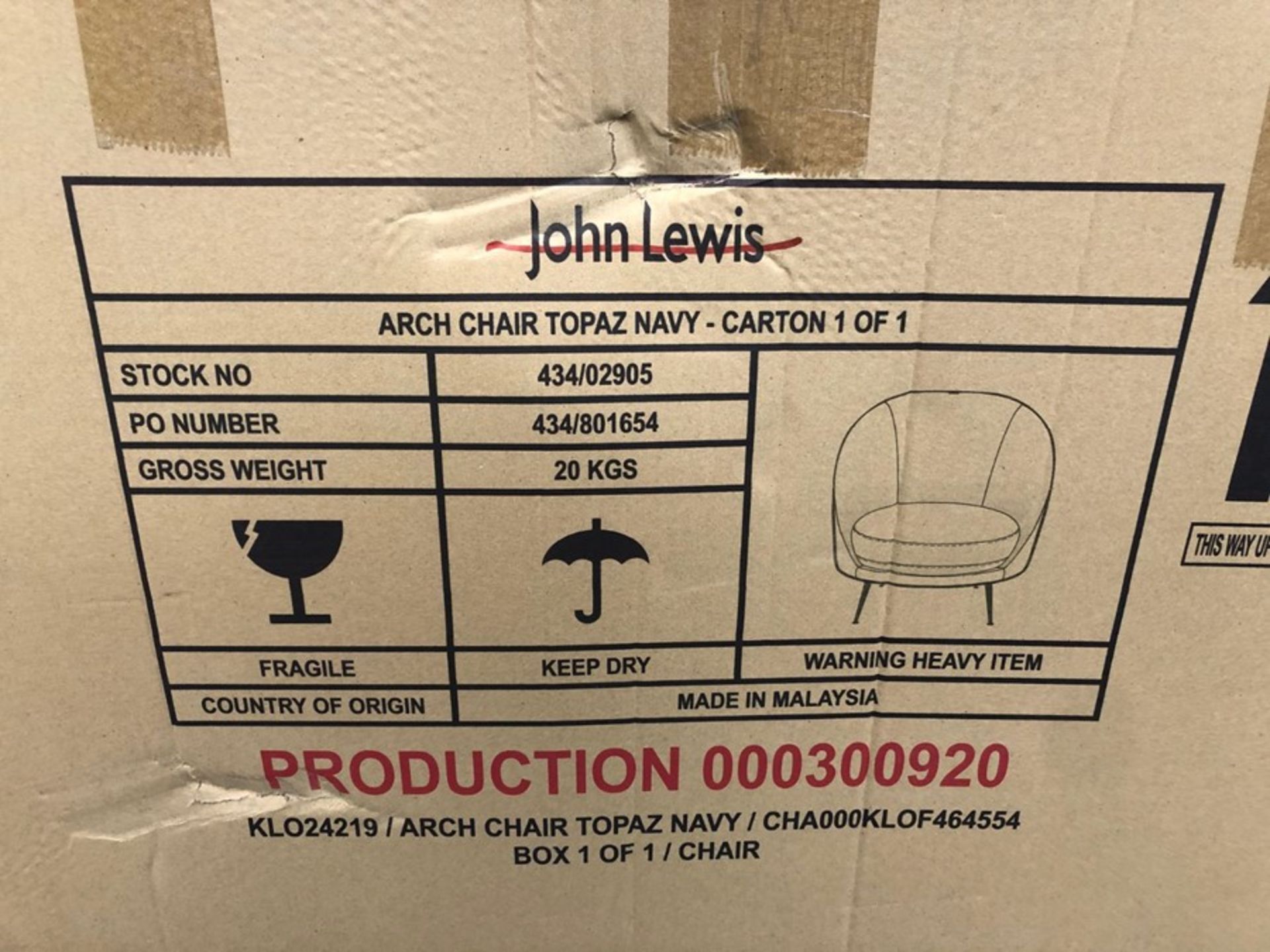 JOHN LEWIS ARCH ARMCHAIR - TOPAZ NAVY