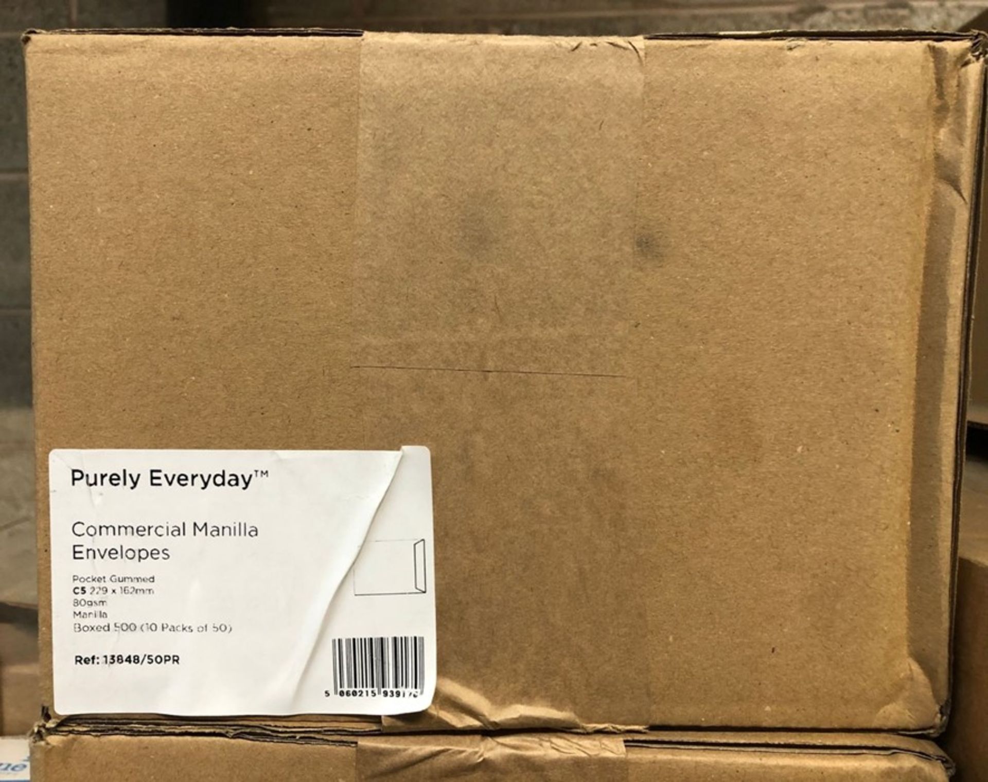 1 X BOX OF PURELY EVERYDAY COMMERCIAL MANILLA ENVELOPES - 500 PER BOX / AS NEW