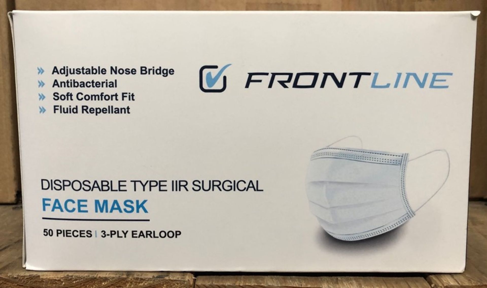 60 X PACKS OF FRONTLINE DISPOSABLE SURGICAL FACE MASKS 3-PLY - 50 MASKS PER PACK / AS NEW