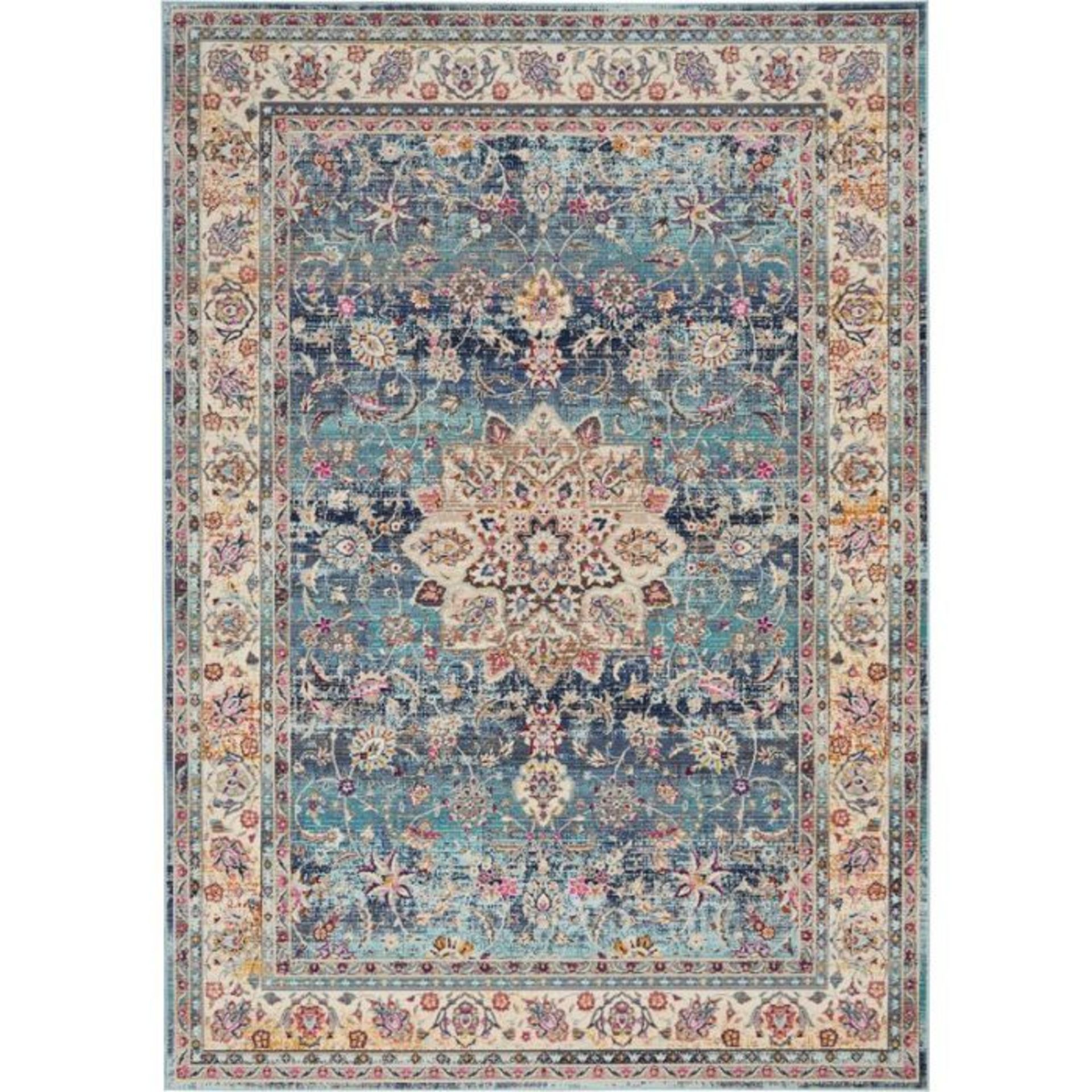 MELLE POWER LOOM BLUE/WHITE RUG BY BLUE ELEPHANT