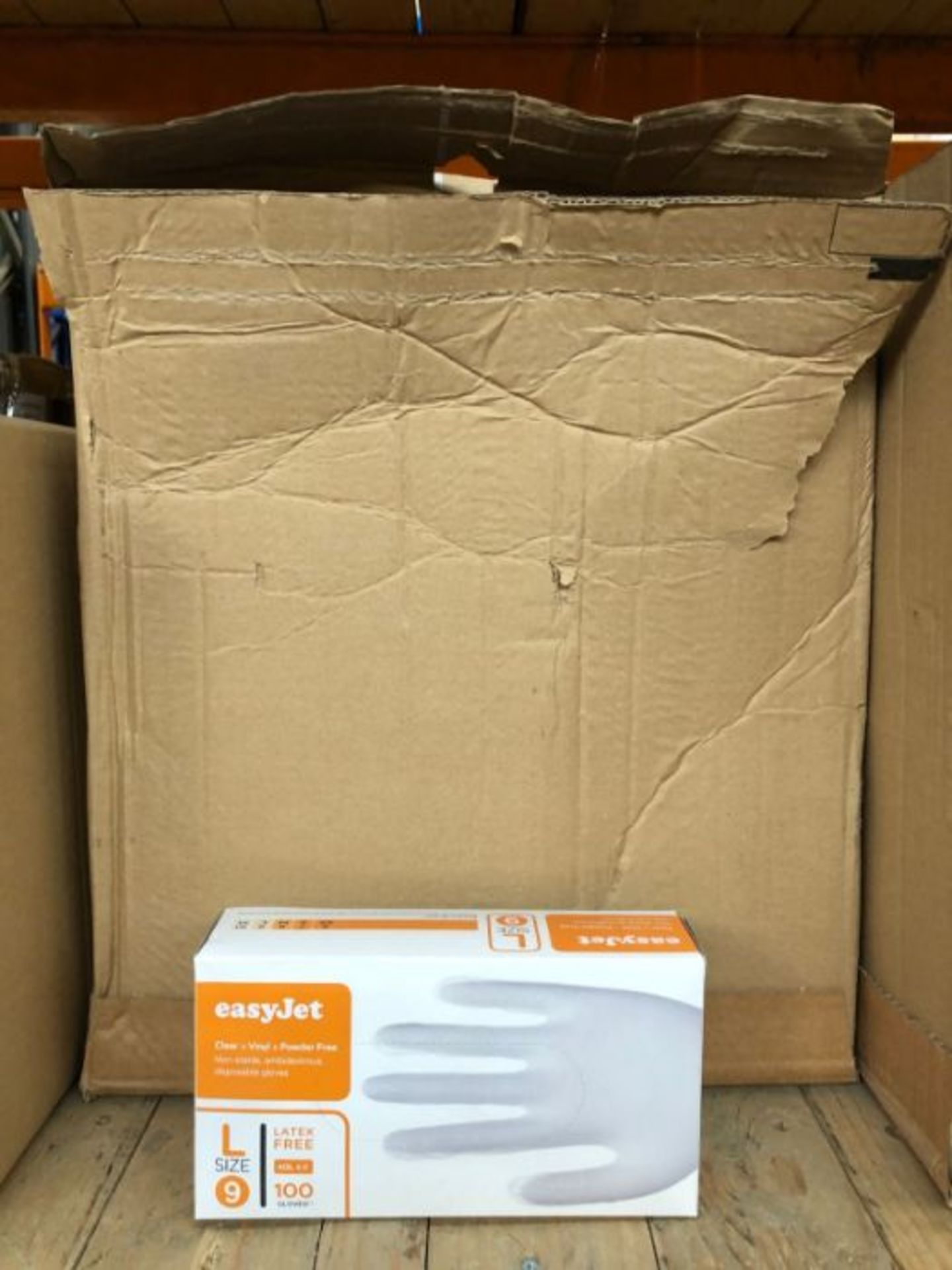 1 X BOX FILLED WITH EASYJET LATEX FREE, DISPOSABLE GLOVES, SIZE: L 9 - 100 GLOVES PER PACK / AS NEW