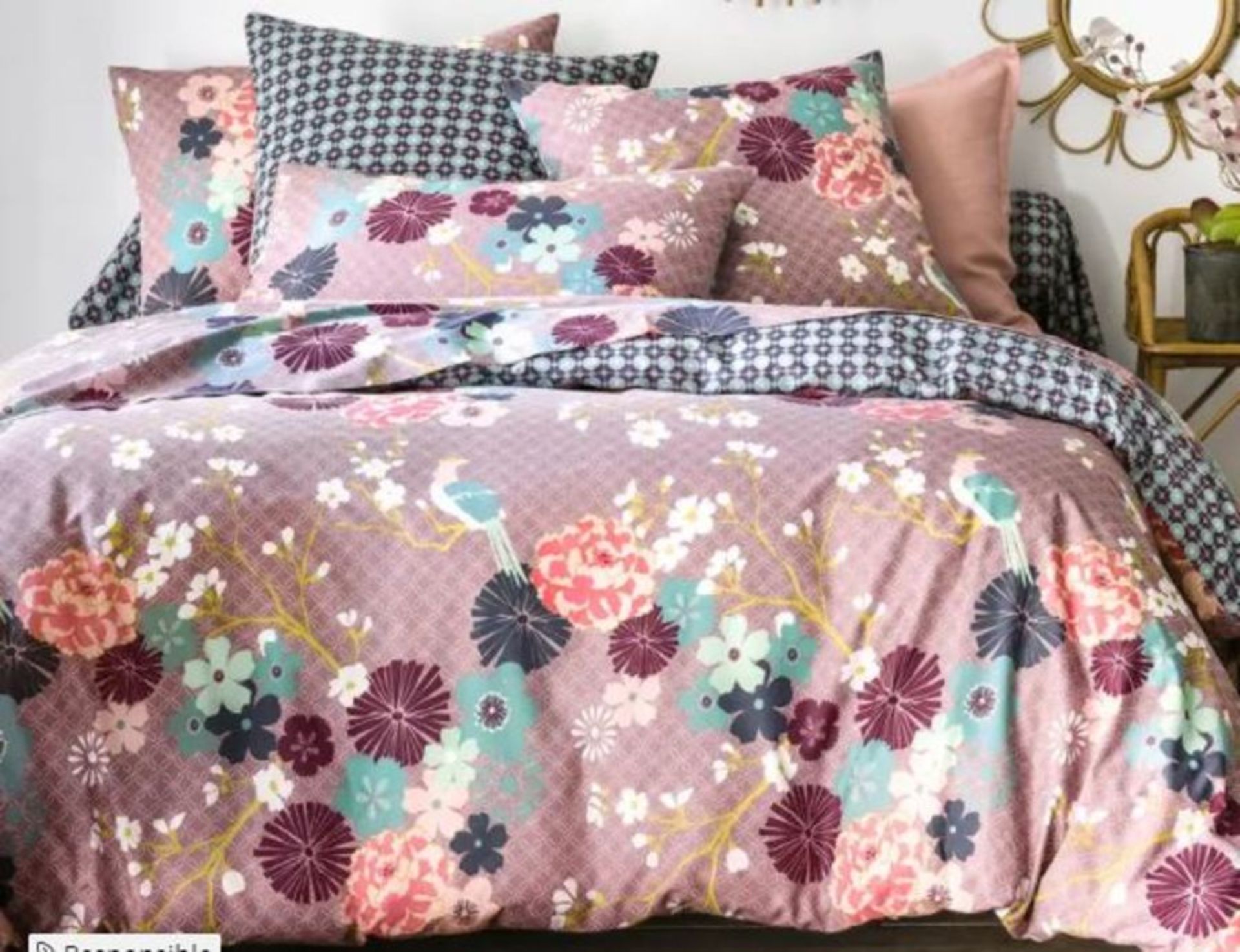 1 X MISS CHINA FLORAL COTTON DUVET COVER (DOUBLE 200X200CM) / GRADE A / RRP £35.00