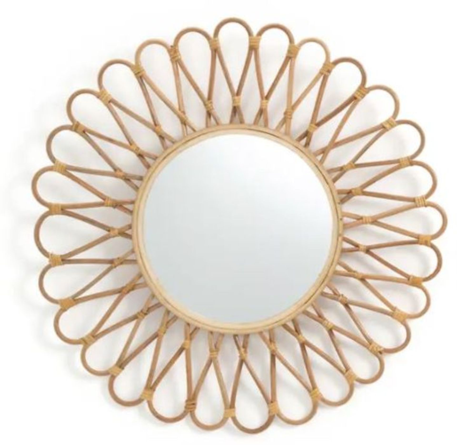 1 X NOGU SUN-SHAPED MIRROR IN RATTAN/BAMBOO / GRADE A / RRP £42.00