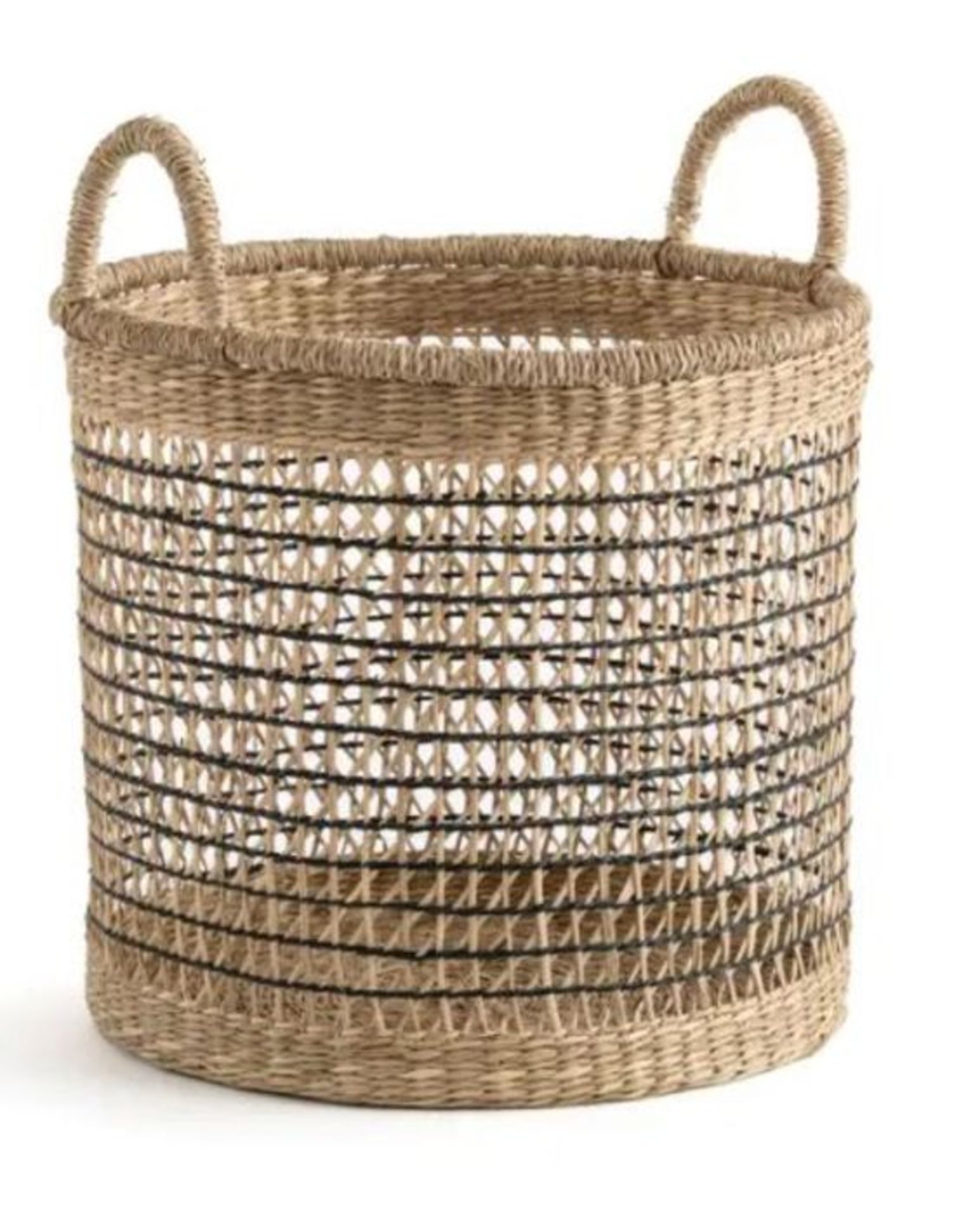 1 X KEZIA RUND WOVEN GRASS OPENWORK BASKET / GRADE A / RRP £32.00