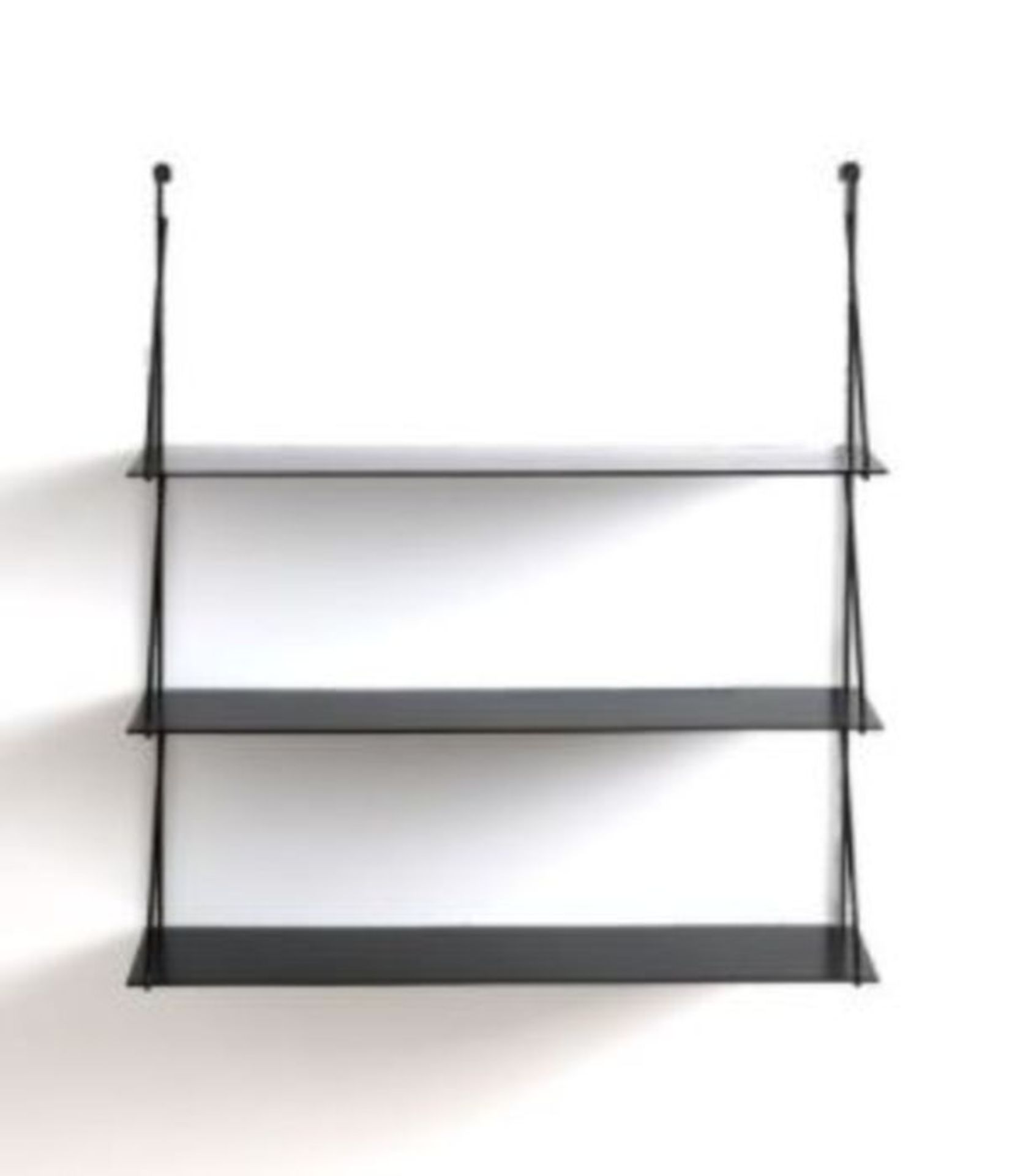 1 X WALL SHELF IN METAL LARGE. 60CM BLACK SPIROLLO / GRADE A / RRP £75.00