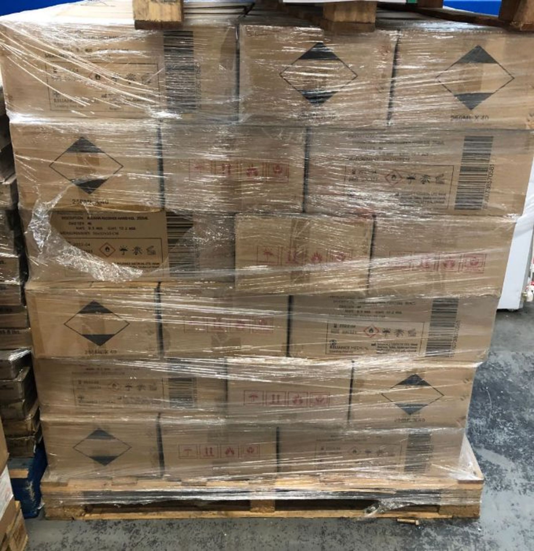 1 X BULK PALLET TO CONTAIN A LARGE ASSORTMENT OF RELISAN ALCOHOL HAND GELS / SIZES OF BOTTLES MAY