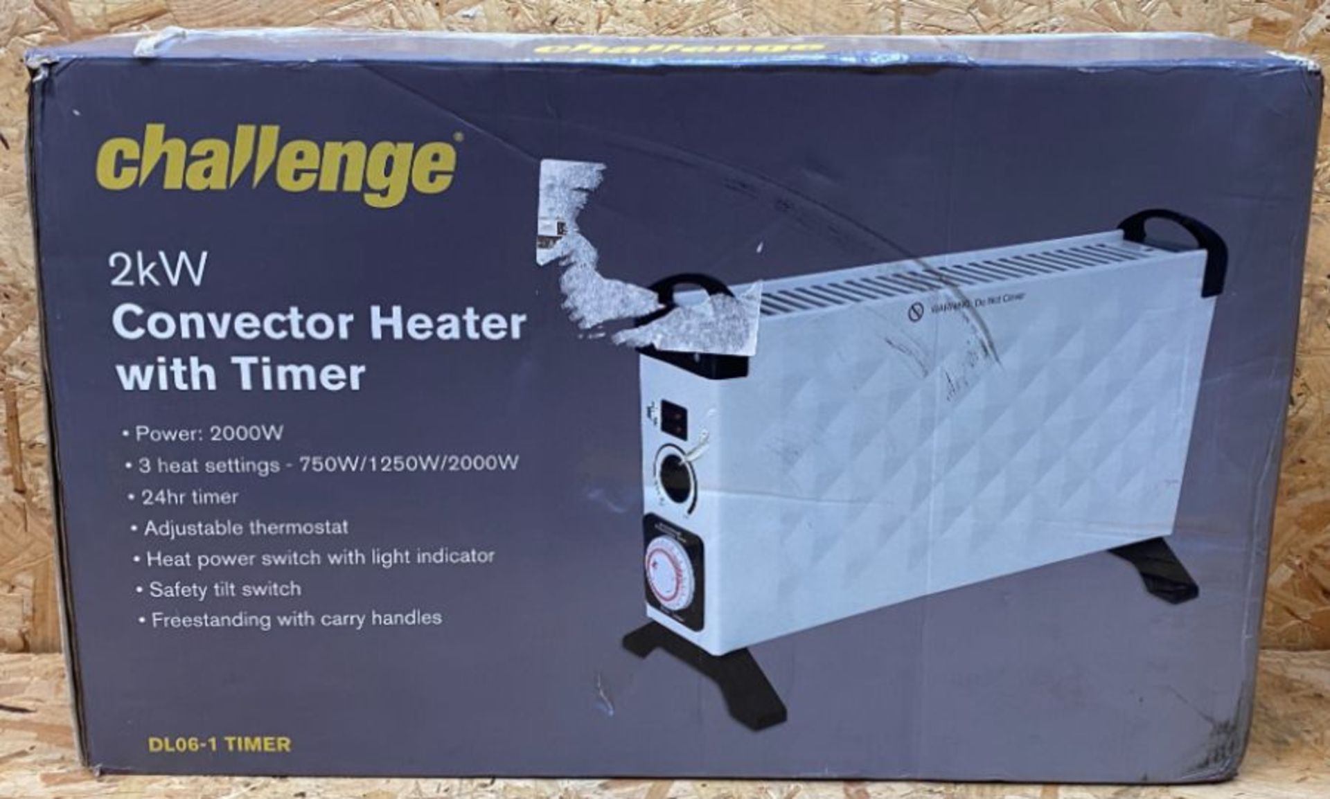 1 X CHALLENGE 2KW CONVECTOR HEATER WITH TIMER / RRP £36.27 - UNTESTED CUSTOMER RETURNS -