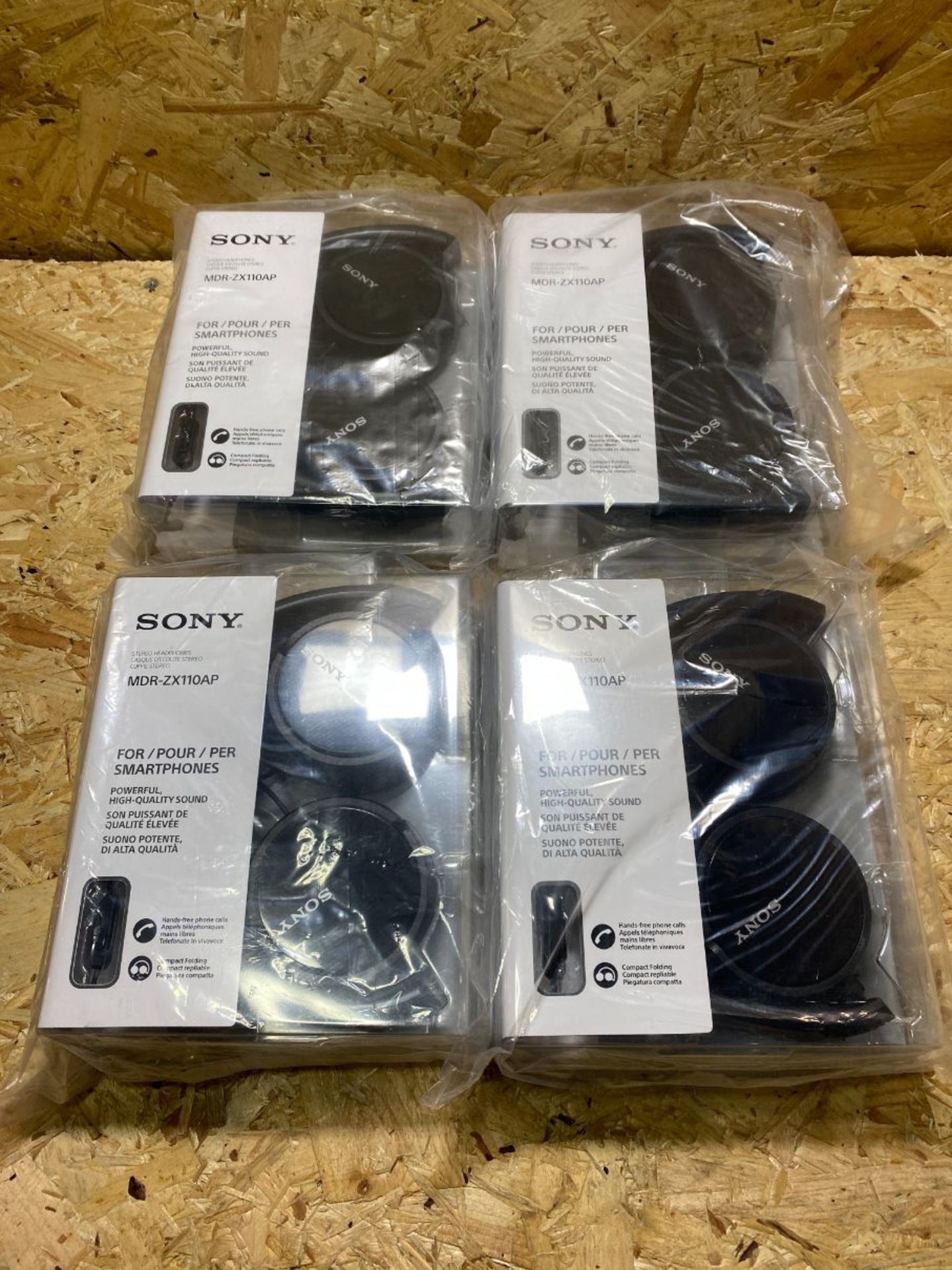 4 X SONY MDR-ZX110AP HEADPHONES (THESE ITEMS ARE A MIX OF CUSTOMER RETURNS AND OVERSTOCKS) / COMBINE