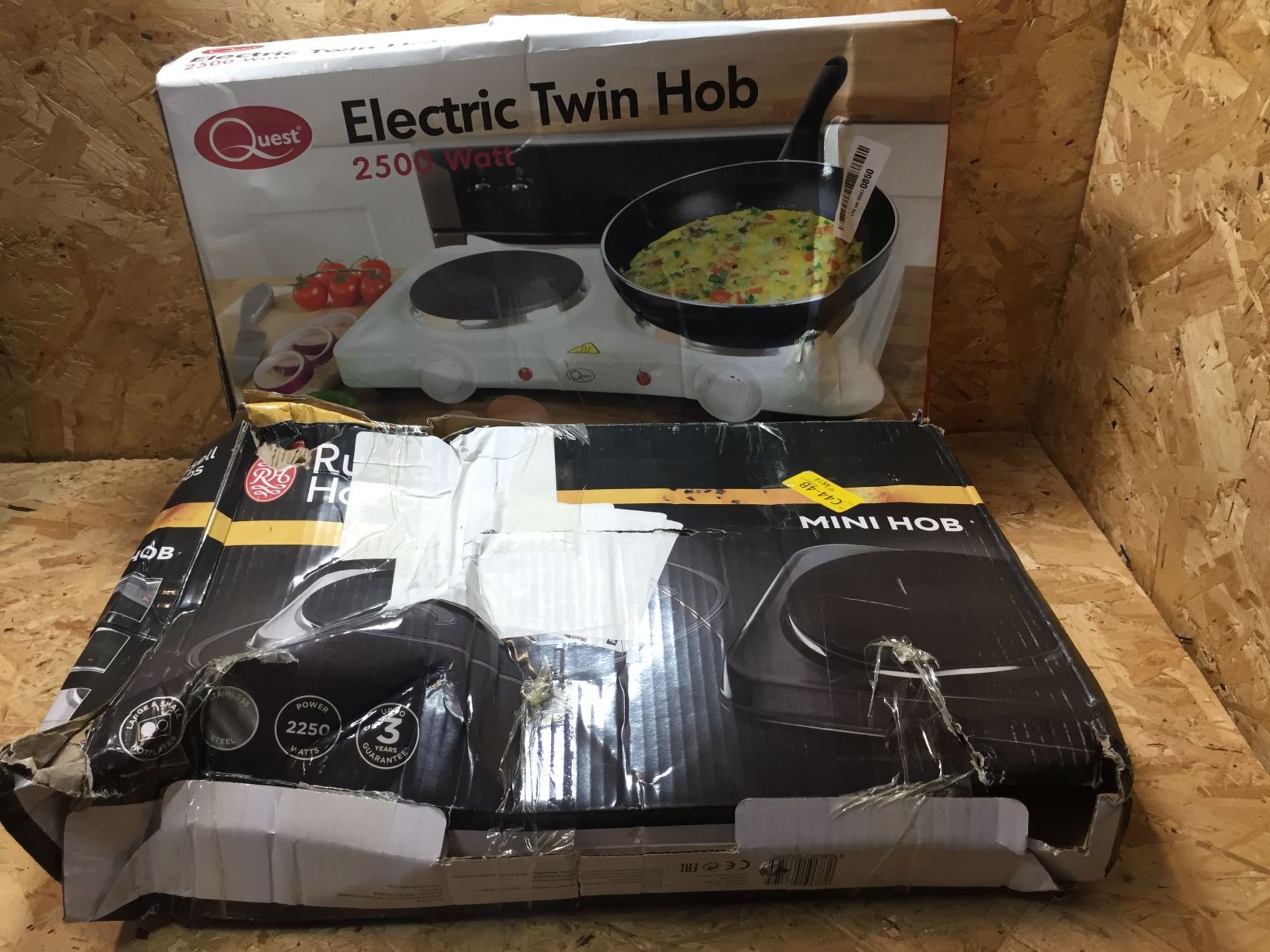 1 X RUSSELL HOBBS MINI HOB AND A QUEST ELECTRIC TWIN HOB / RRP £53.00