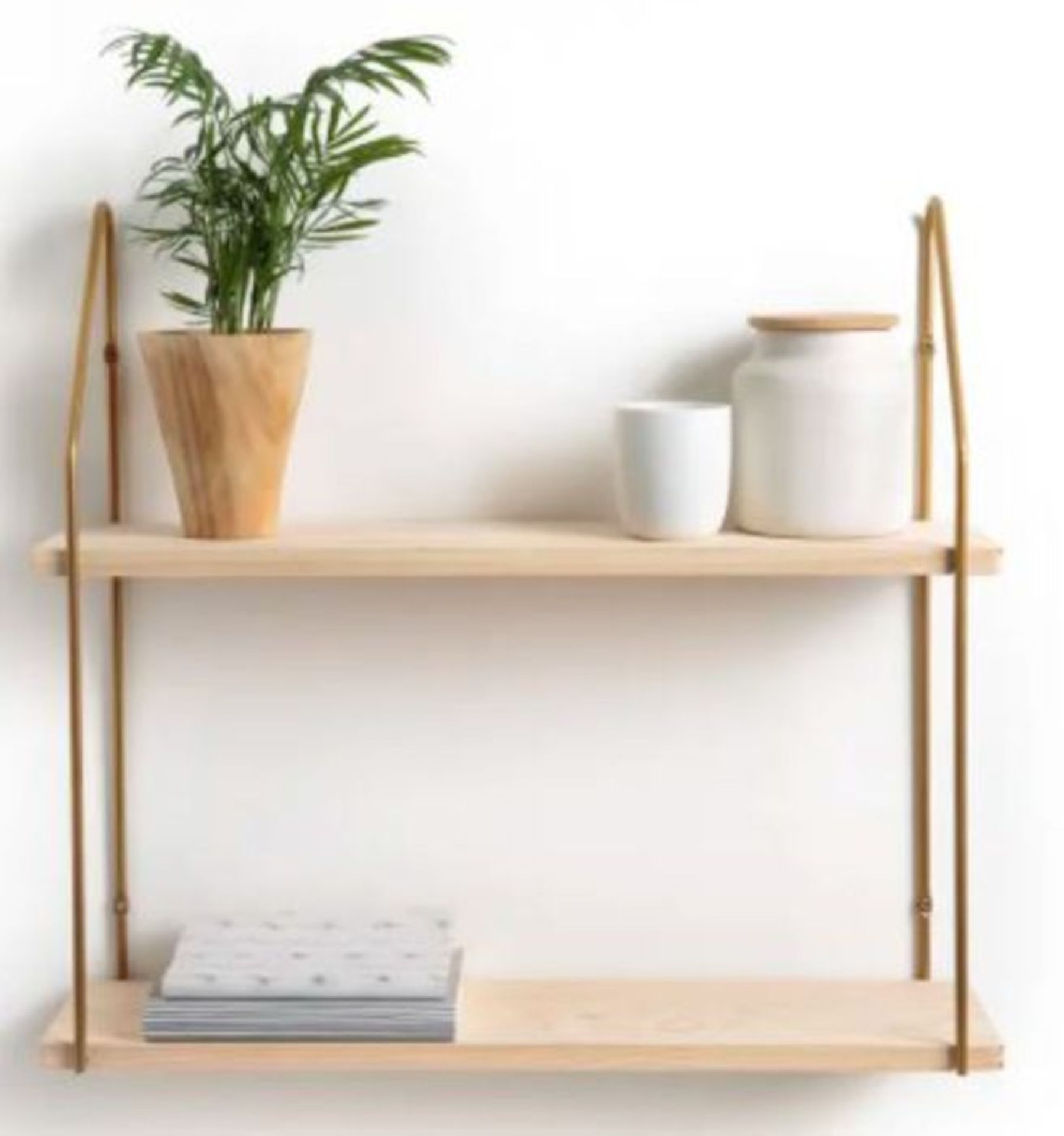 LA REDOUTE VINTO DOUBLE WALL SHELF IN PINE & METAL