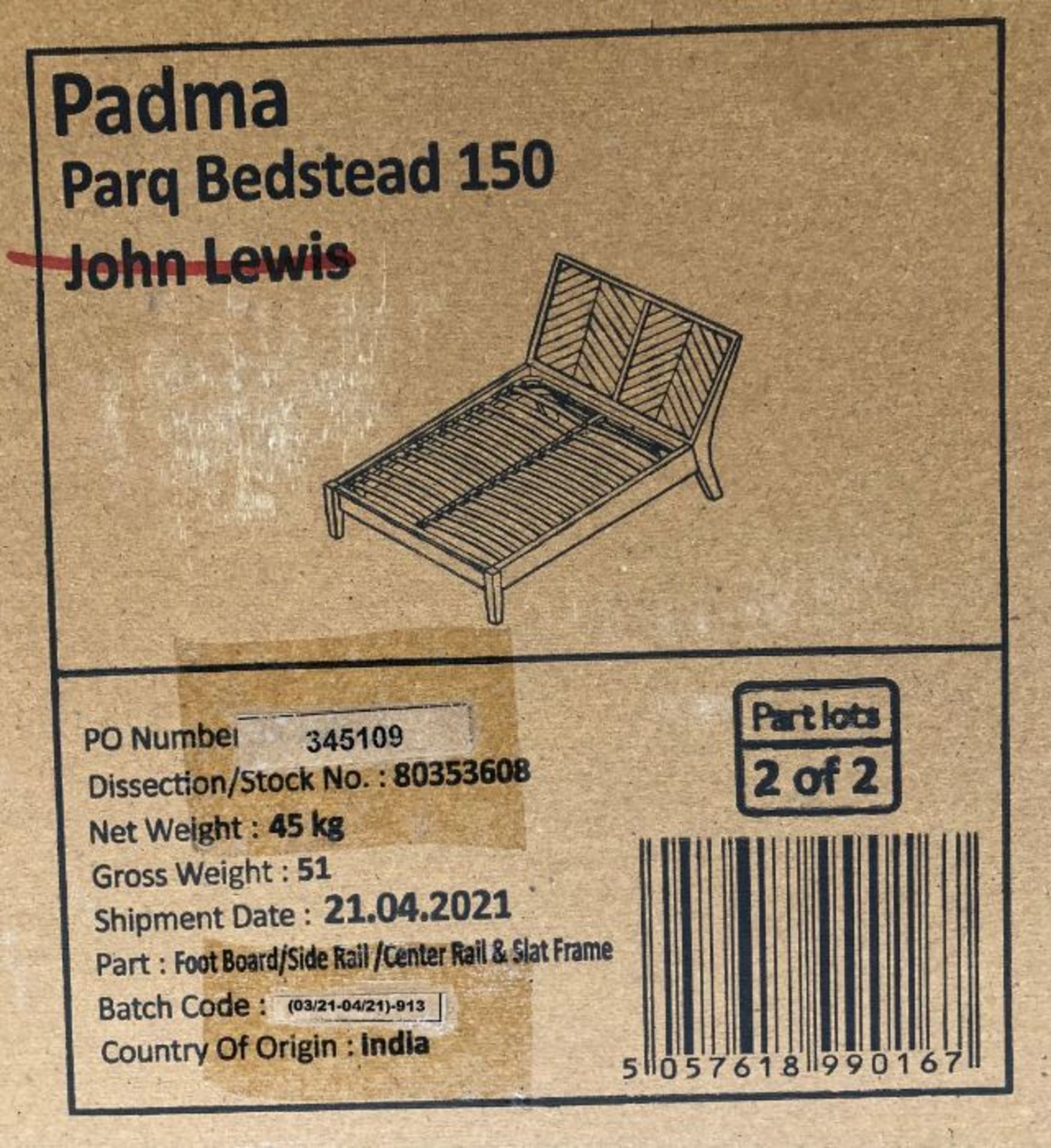 JOHN LEWIS PADMA PARQUET BED FRAME, KING SIZE