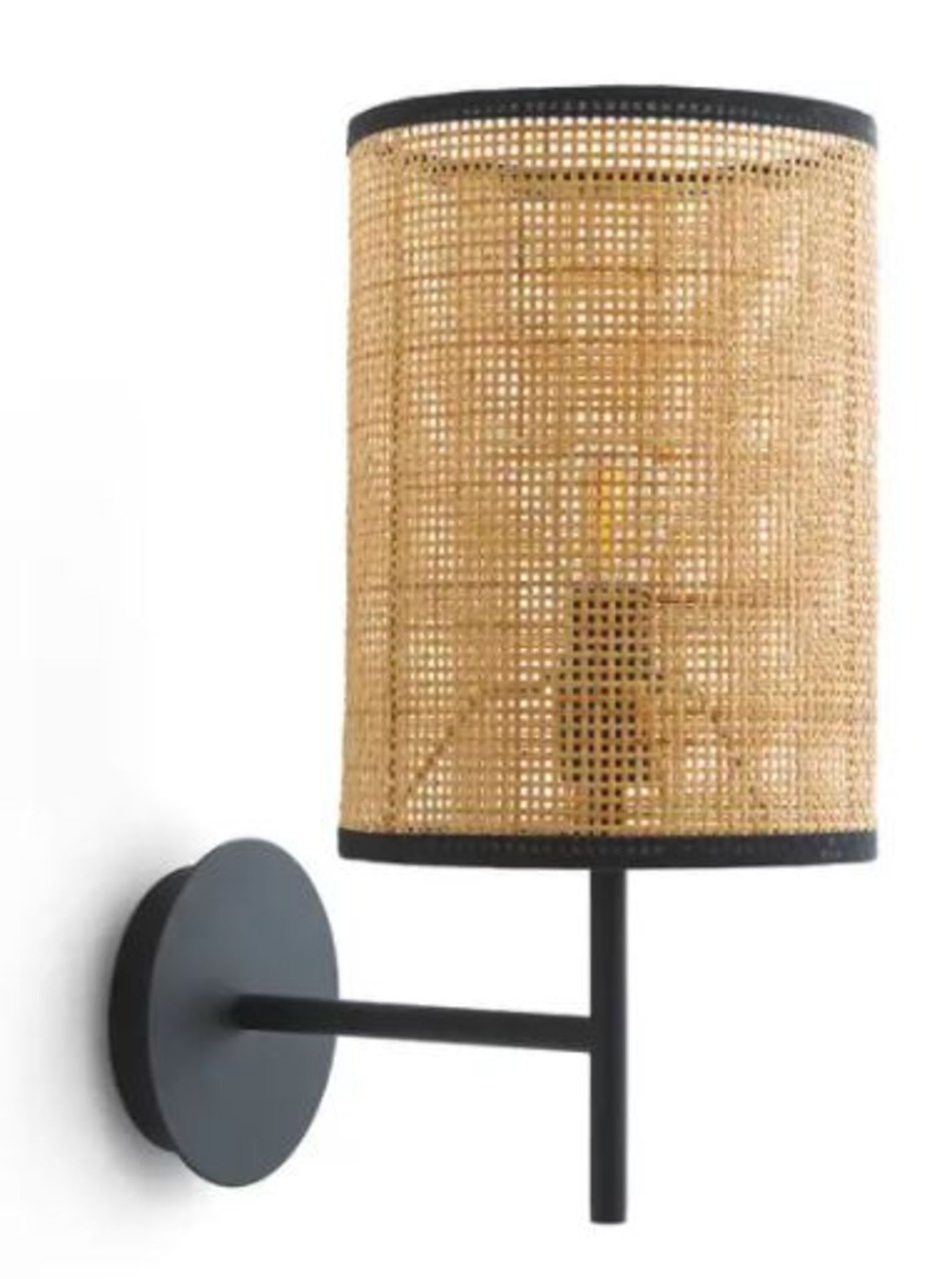 1 X CARA METAL & RATTAN WALL LIGHT / GRADE A / RRP £85.00