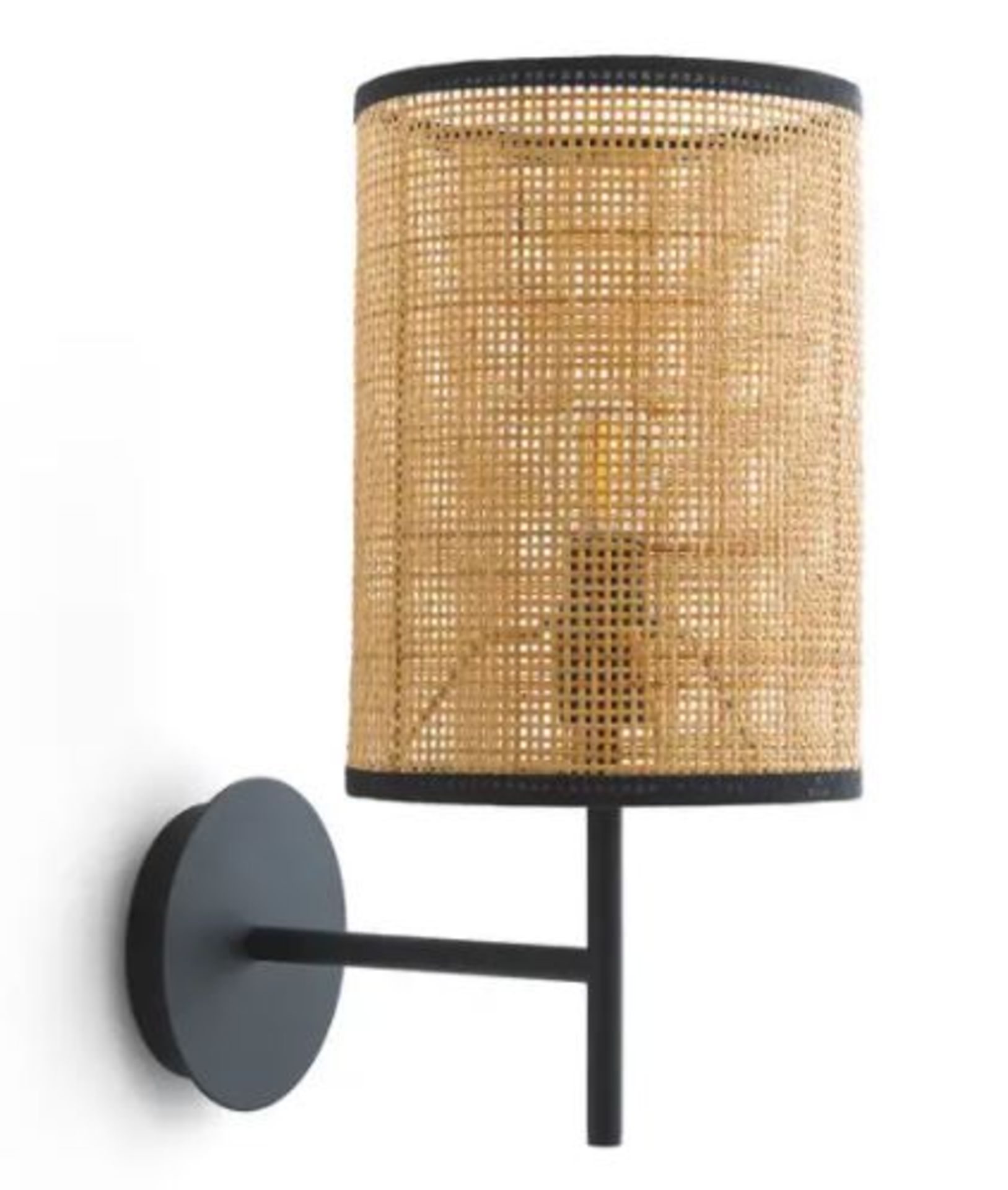 1 X CARA METAL & RATTAN WALL LIGHT / GRADE A / RRP £85.00