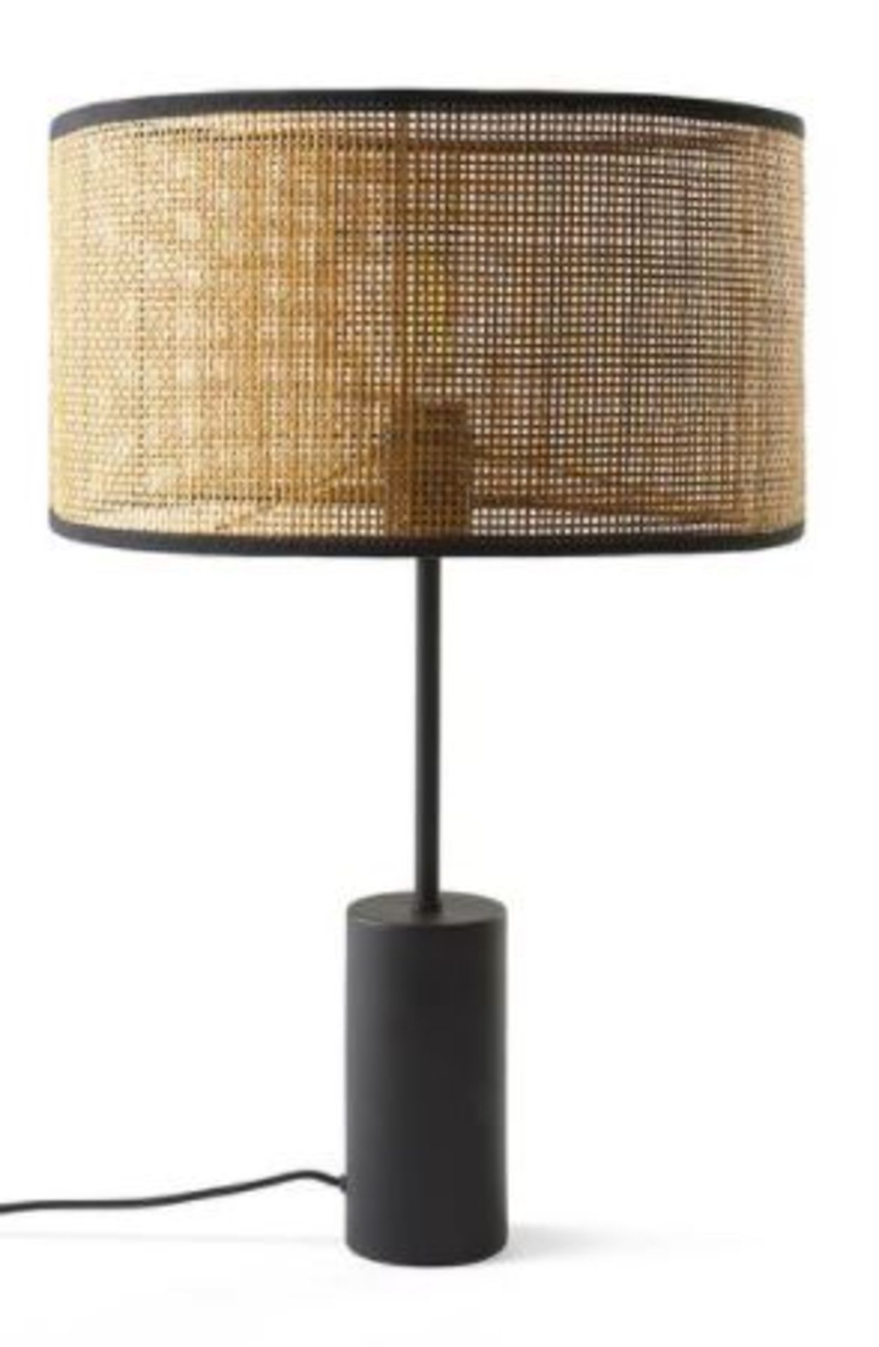 1 X METAL AND CANE TABLE LAMP / GRADE A / RRP £120.00