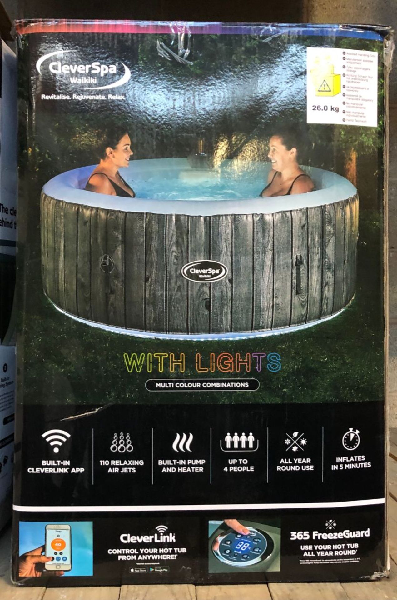 1 x CLEVERSPA IBEAM WAIKIKI 4 PERSON HOT TUB - RRP £522.56