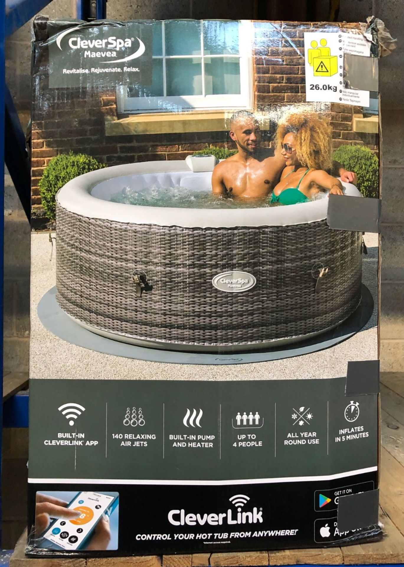 1 x CLEVERSPA MAEVEA 4 PERSON HOT TUB - RRP £443.24