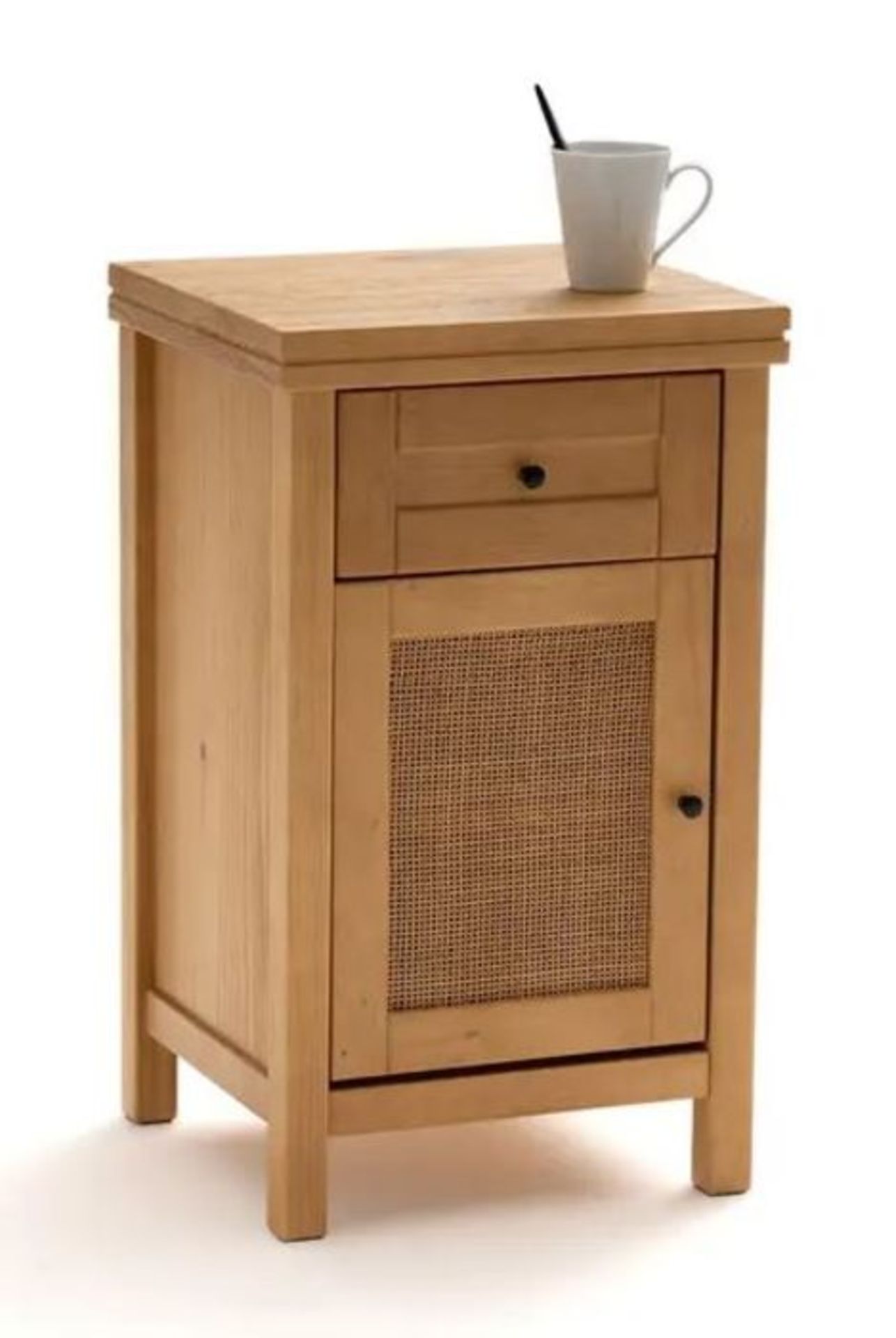 LA REDOUTE GABIN BEDSIDE TABLE WITH 1 DRAWER & 1 CANE CUPBOARD