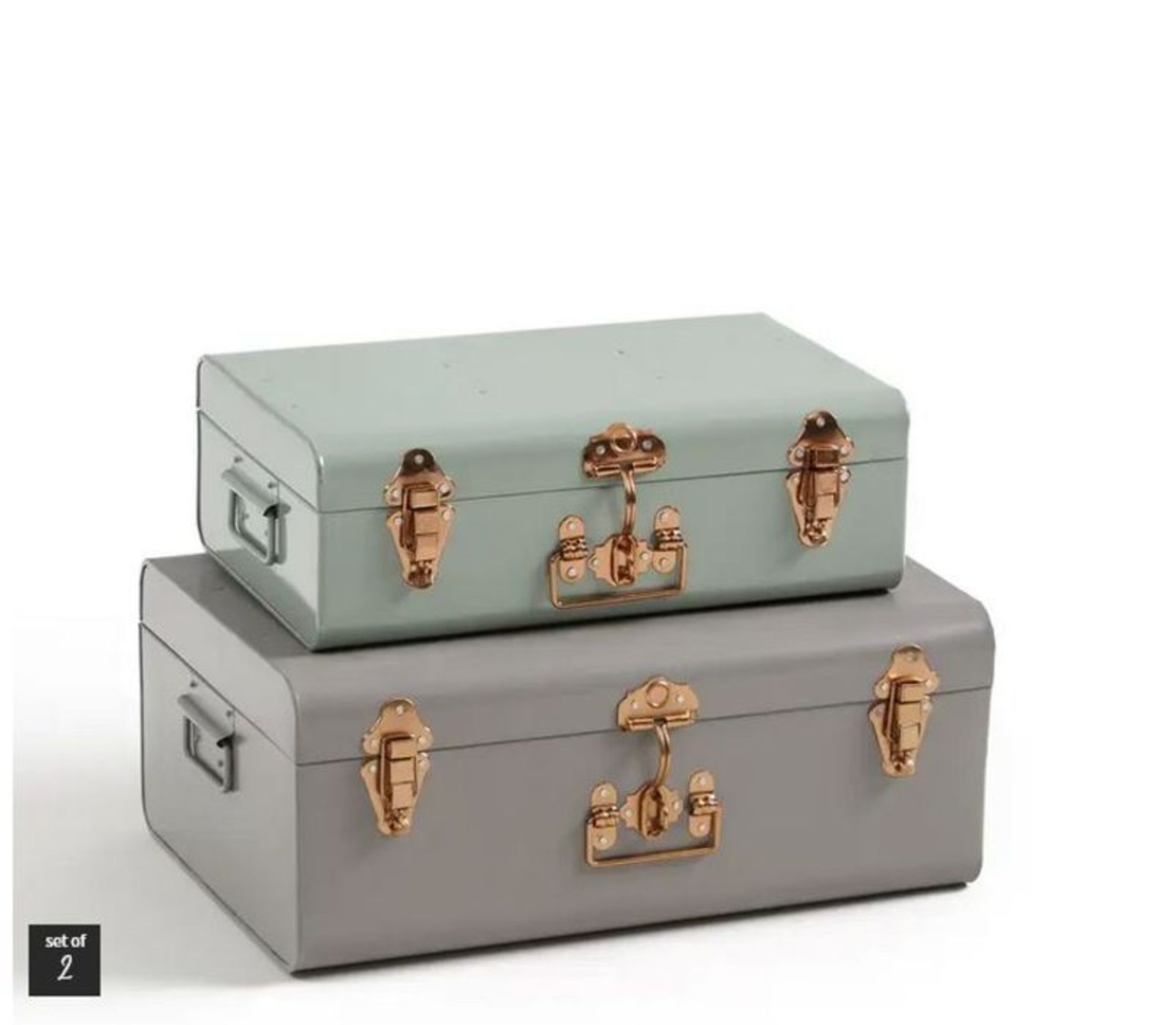 LA REDOUTE SET OF 2 ELORI METAL TRUNKS