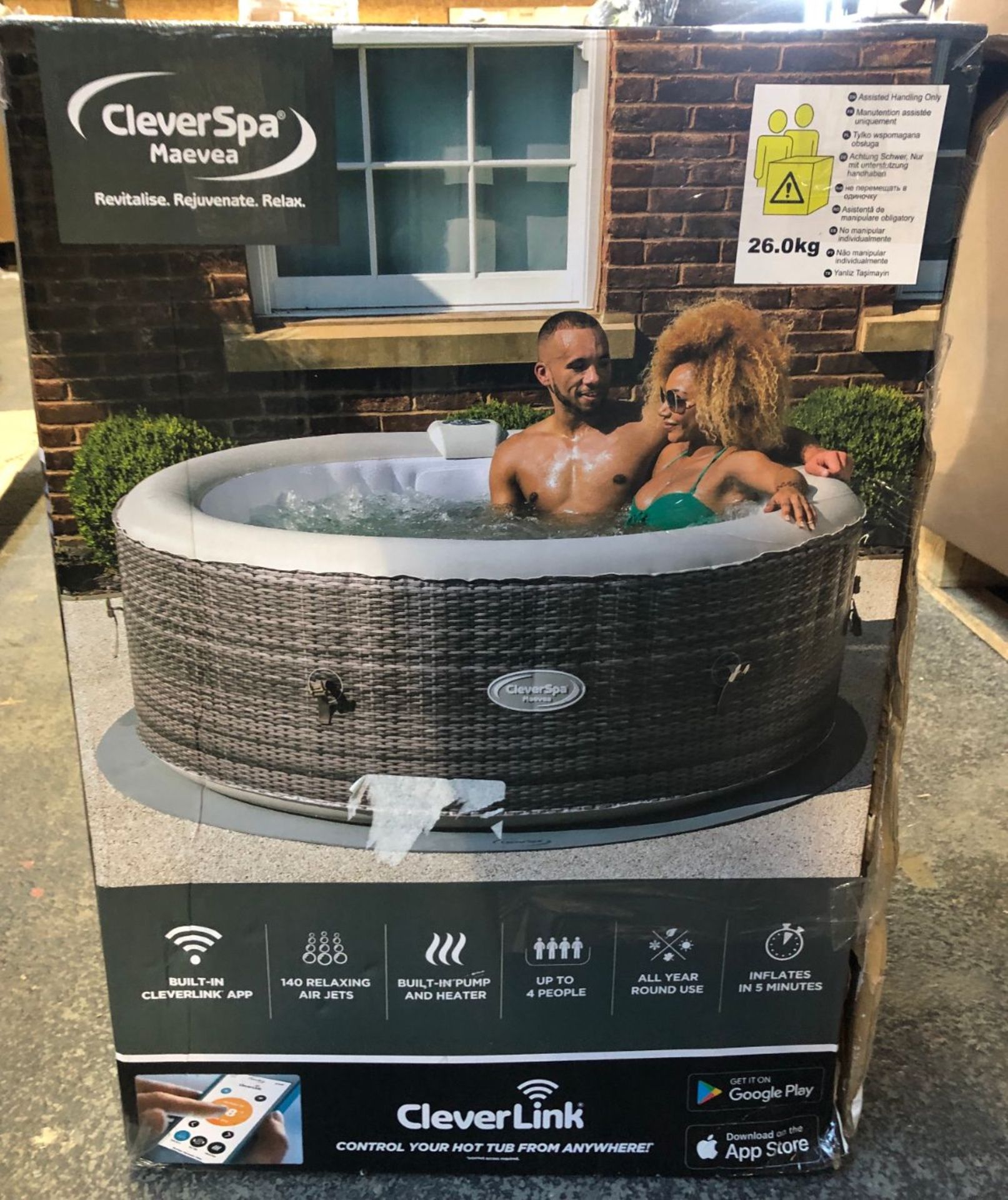 1 x CLEVERSPA MAEVEA 4 PERSON HOT TUB - RRP £443.24