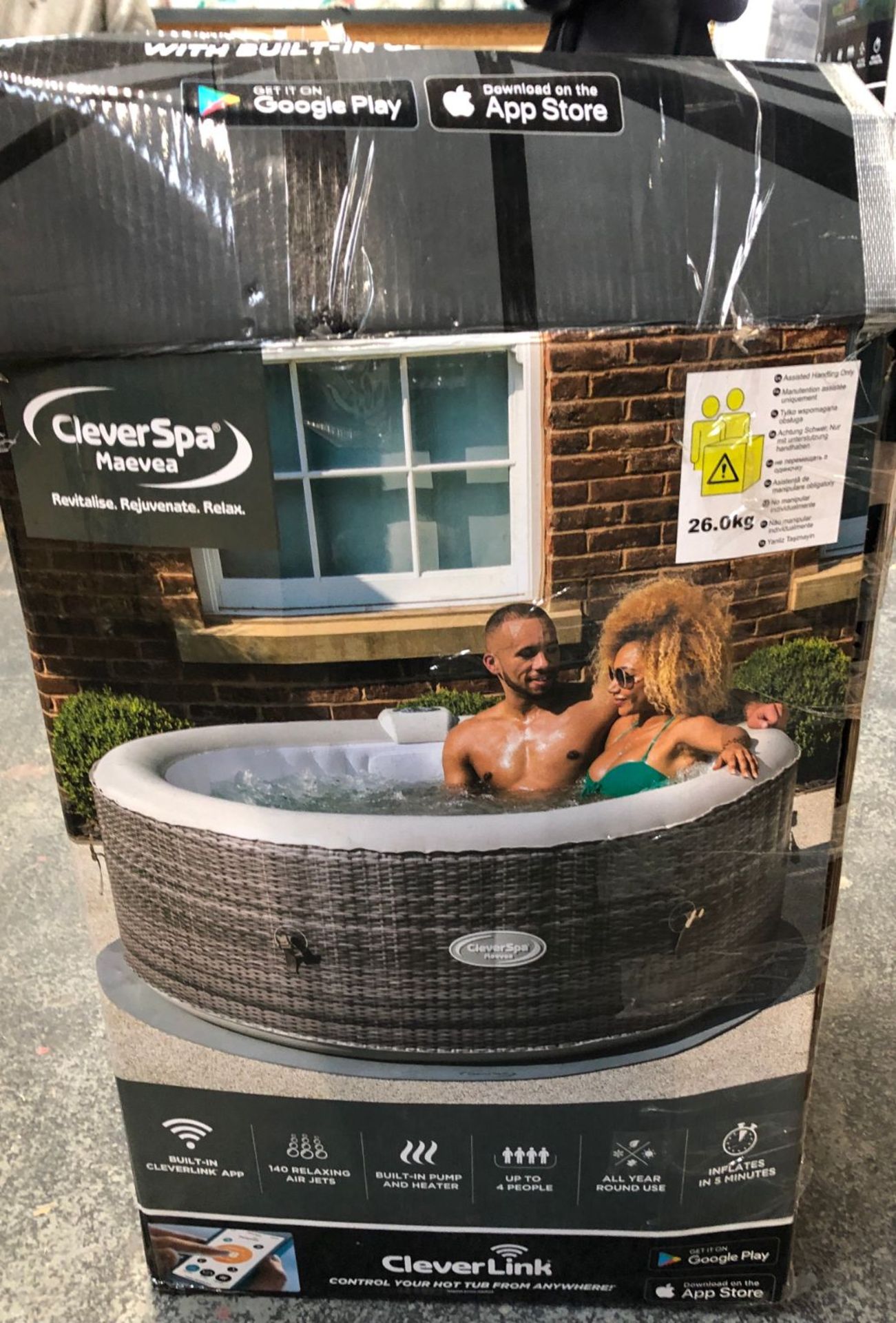 1 x CLEVERSPA MAEVEA 4 PERSON HOT TUB - RRP £443.24