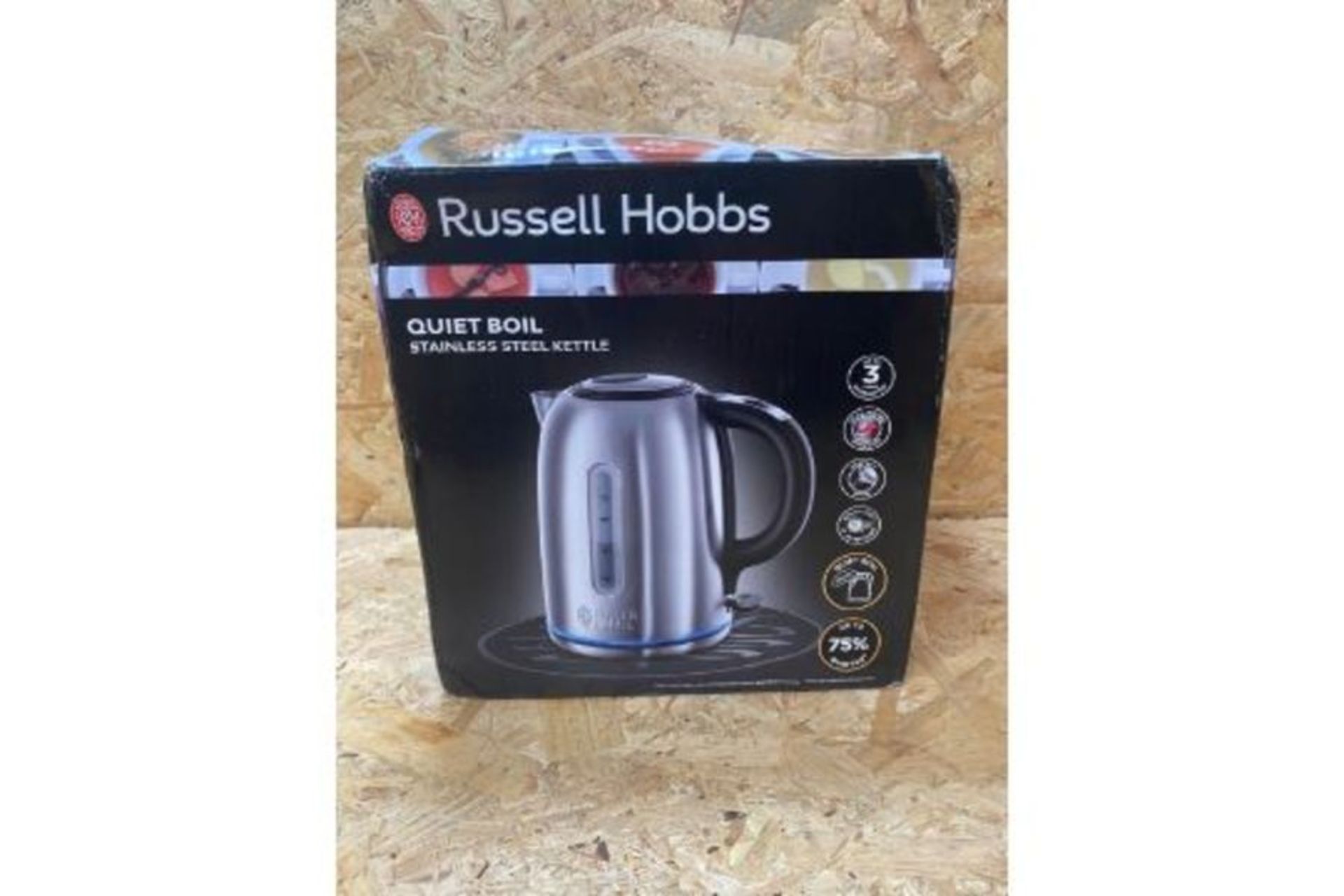 1 X RUSSELL HOBBS QUIET BOIL STAINLESS STEEL KETTLE / RRP £32.29 / UNTESTED CUSTOMER RETURN