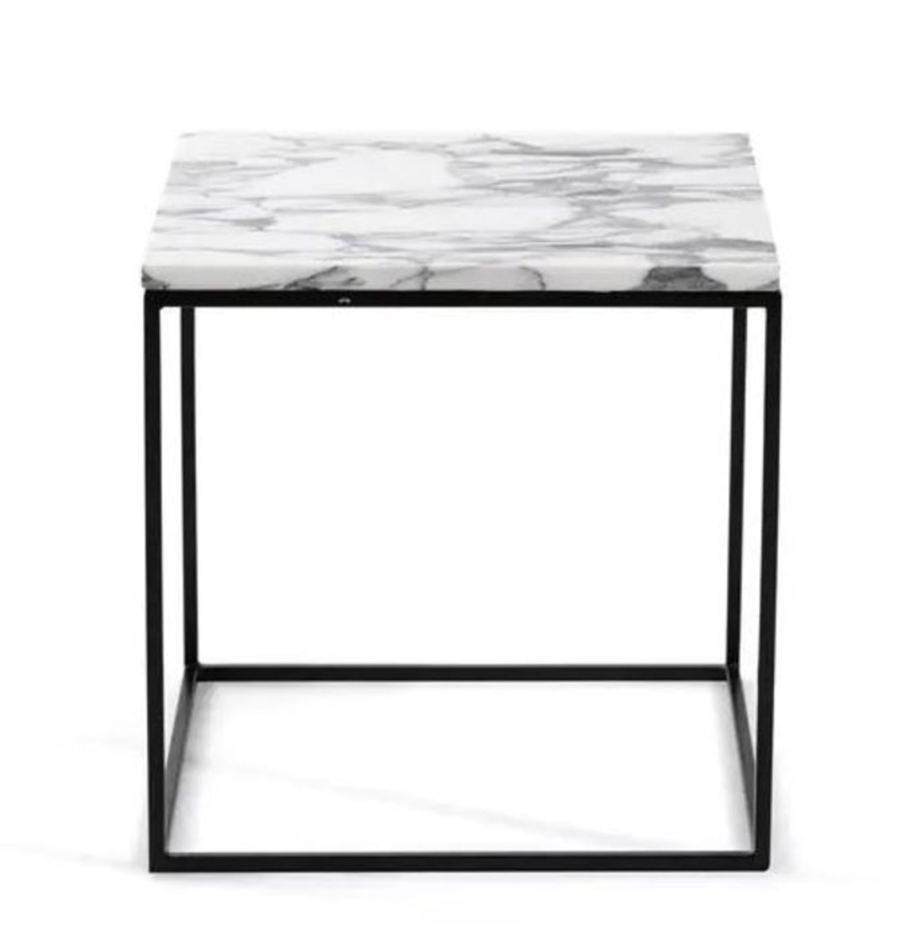 LA REDOUTE MAHAUT SIDE TABLE IN MARBLE & BLACK METAL