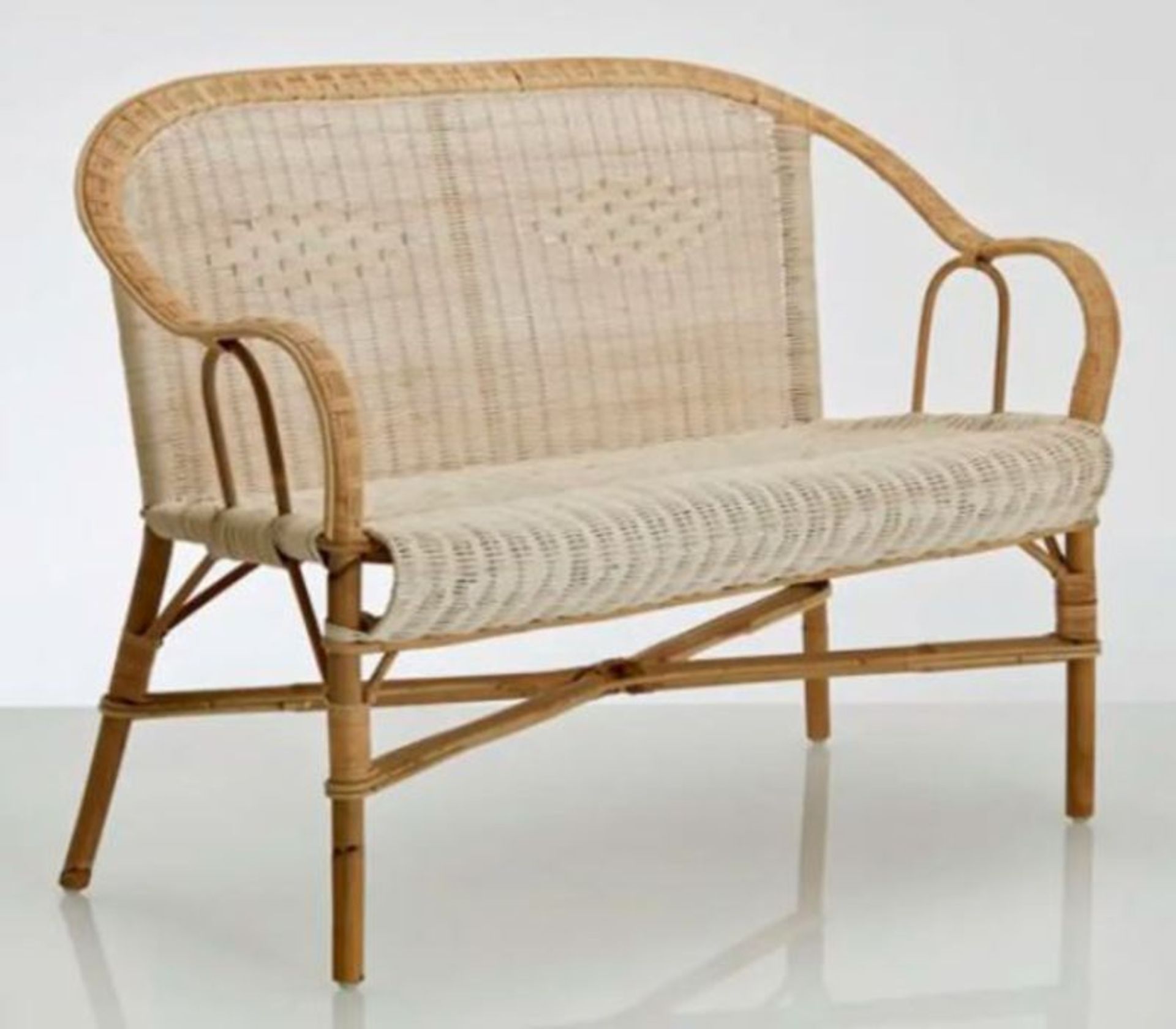 LA REDOUTE GRANDFATHER KOK-STYLE NATURAL RATTAN GARDEN SOFA