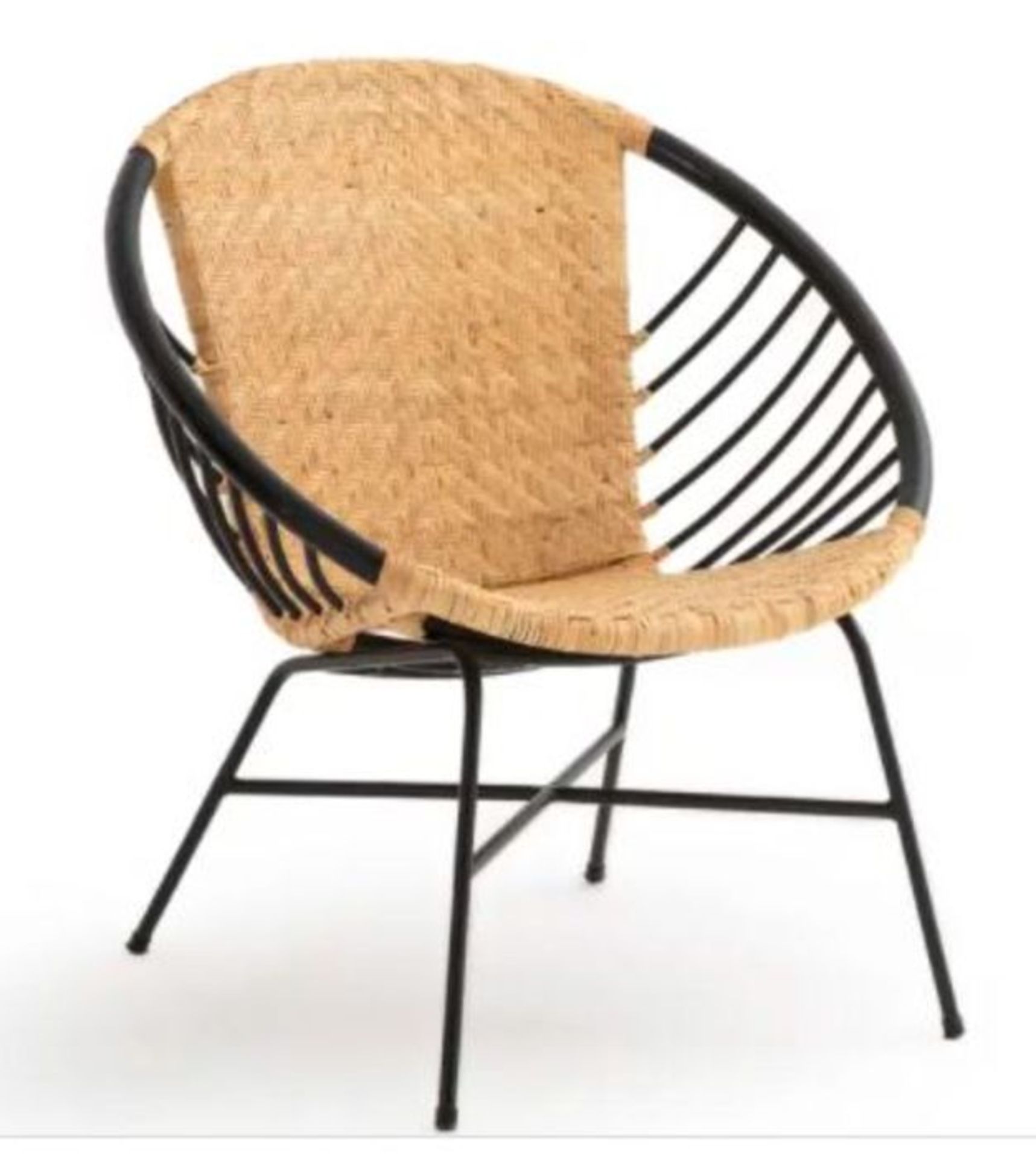 LA REDOUTE NIHOVE METAL & RATTAN BALL ARMCHAIR