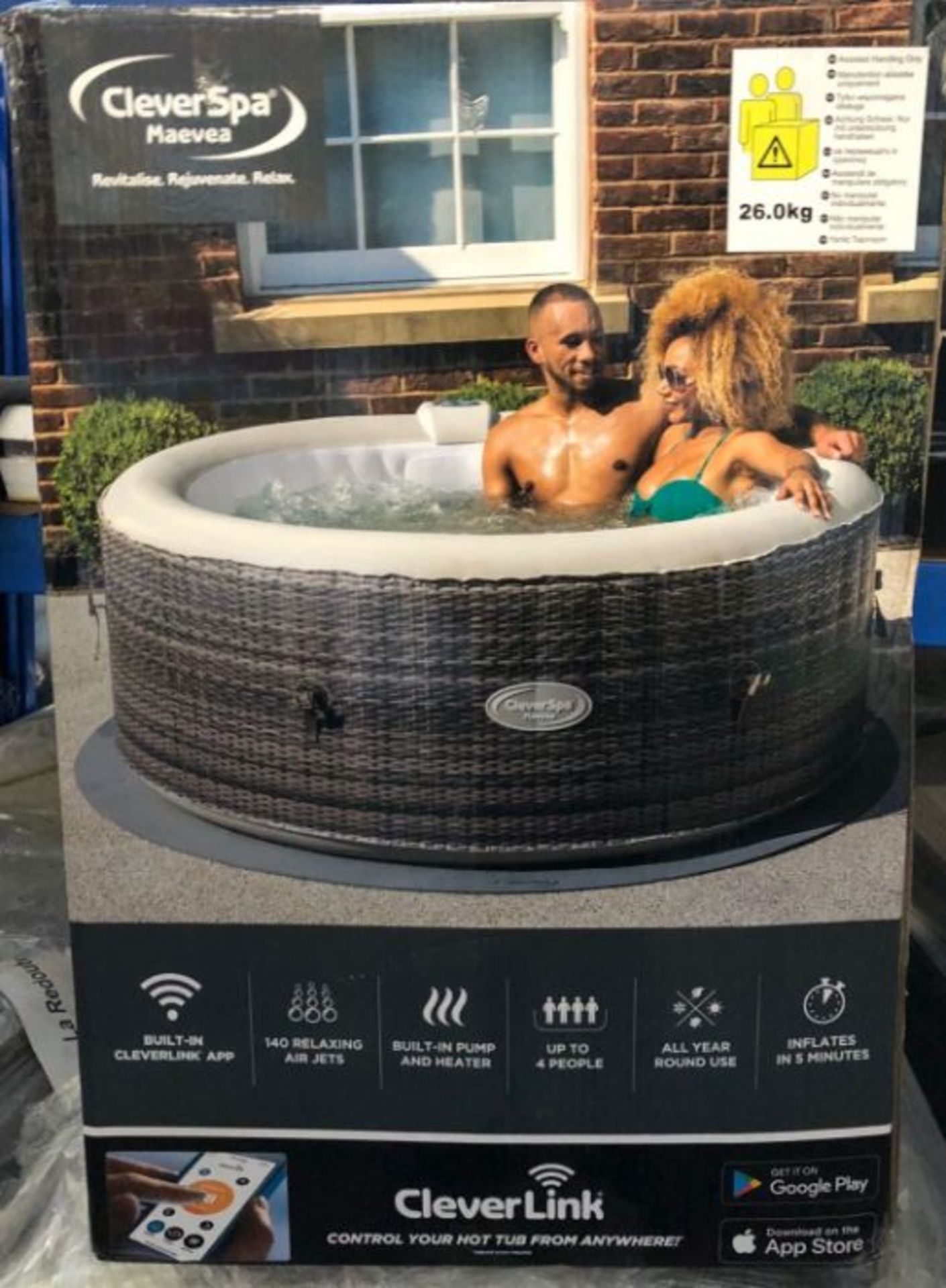 1 X CLEVERSPA MAEVEA 4 PERSON HOT TUB / RRP £388.00 / UNTESTED CUSTOMER RETURN