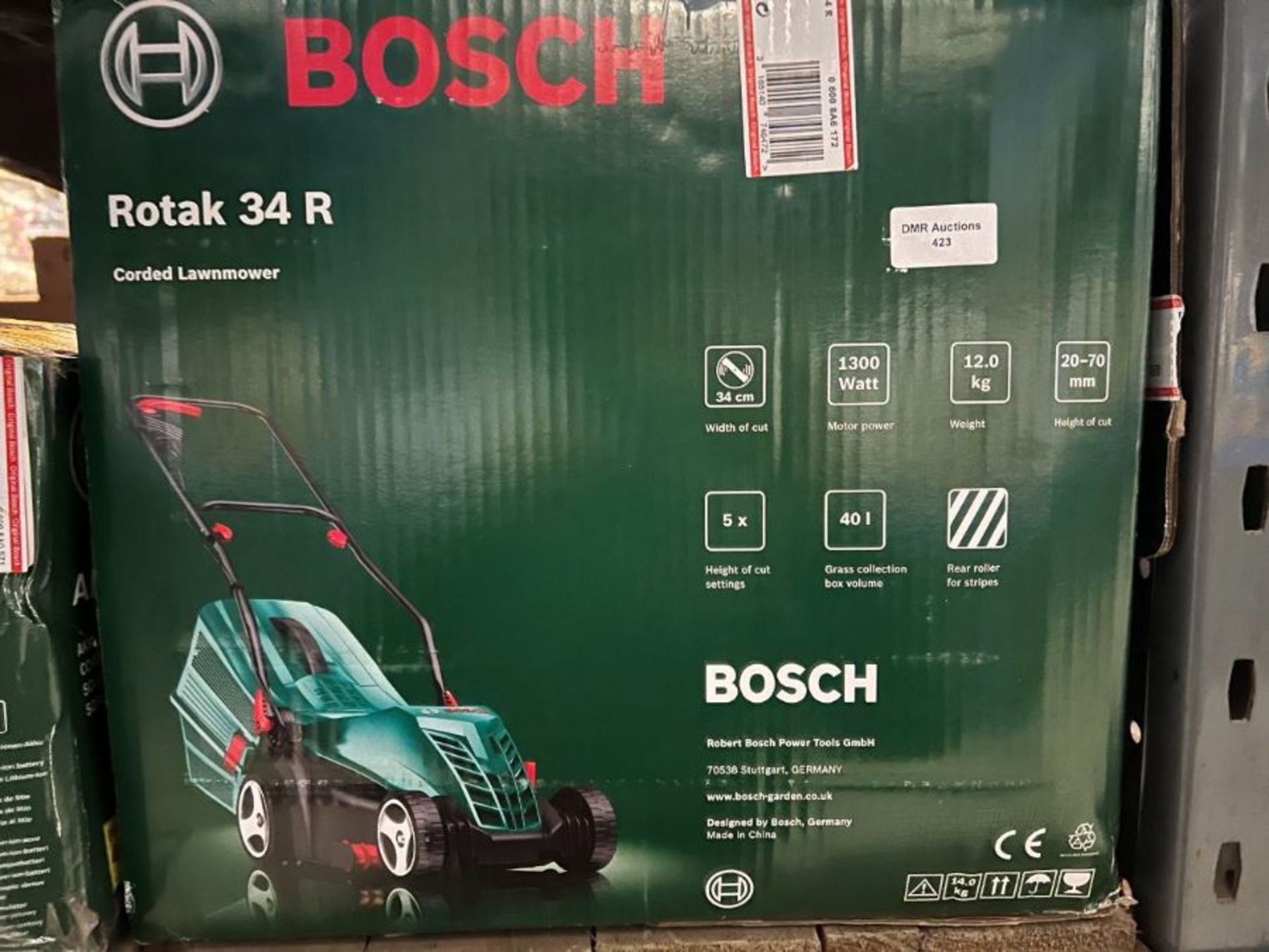 1 X BOSCH ROTAK 34 R CORDED ROTARY LAWNMOWER / RRP £115.00 / UNTESTED CUSTOMER RETURNS