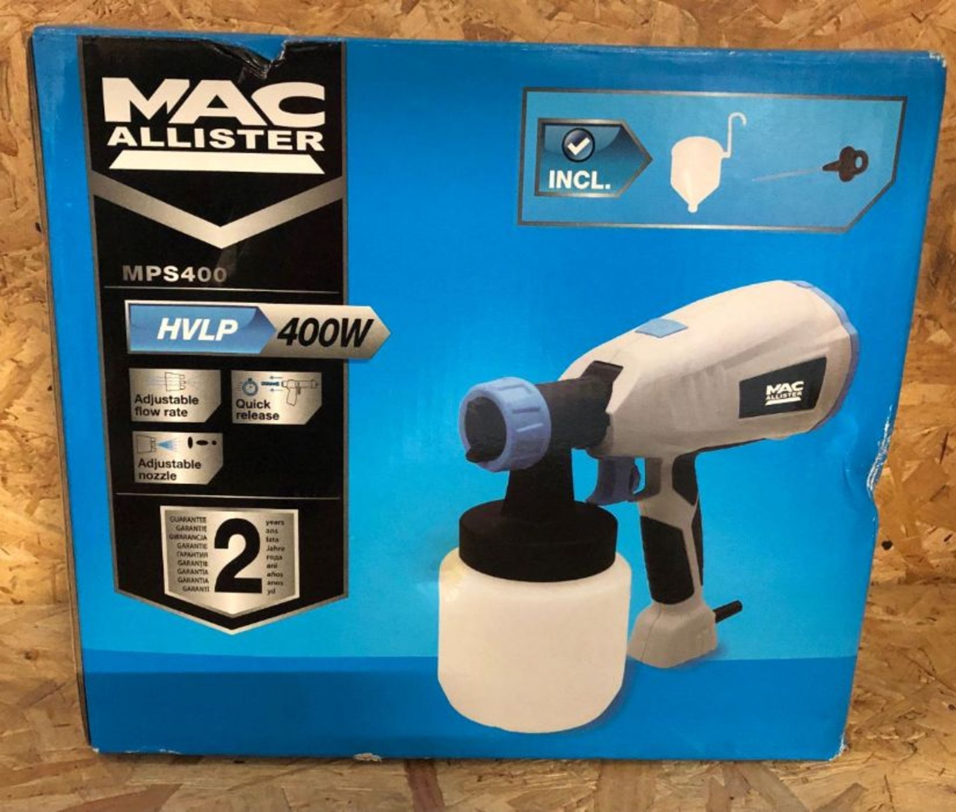 1 X MAC ALLISTER MPS400 400W CORDED HVLP PAINT SPRAYER 240V / RRP £45.00 / UNTESTED CUSTOMER RETURN