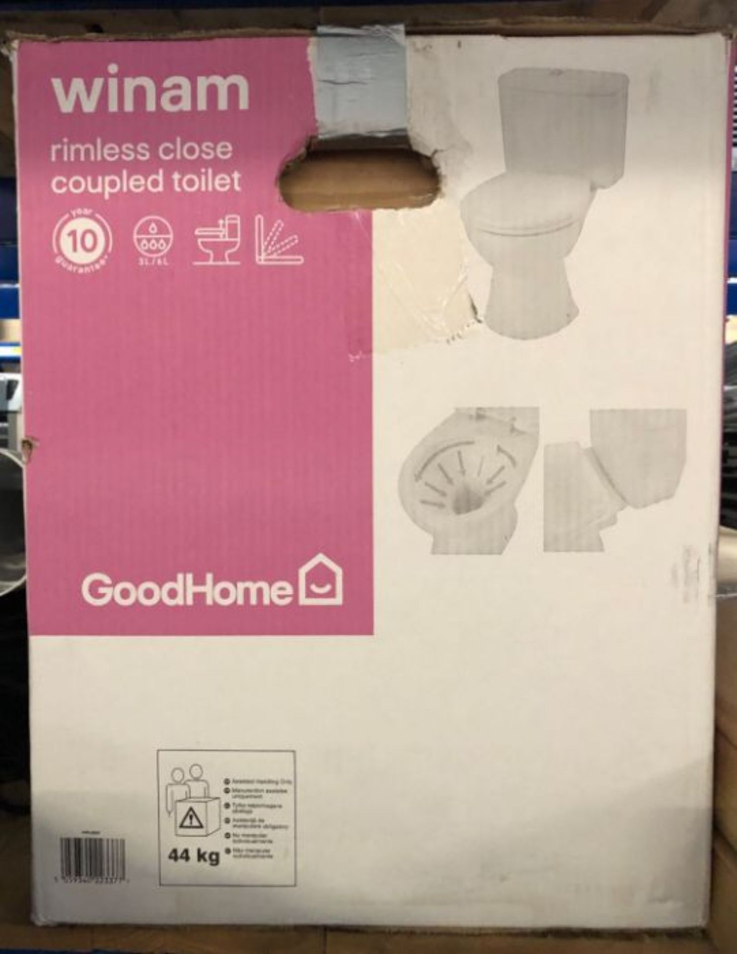 1 X GOODHOME WINAM CLOSE-COUPLED RIMLESS STANDARD TOILET SET WITH SOFT CLOSE SEAT / RRP £130.00 /