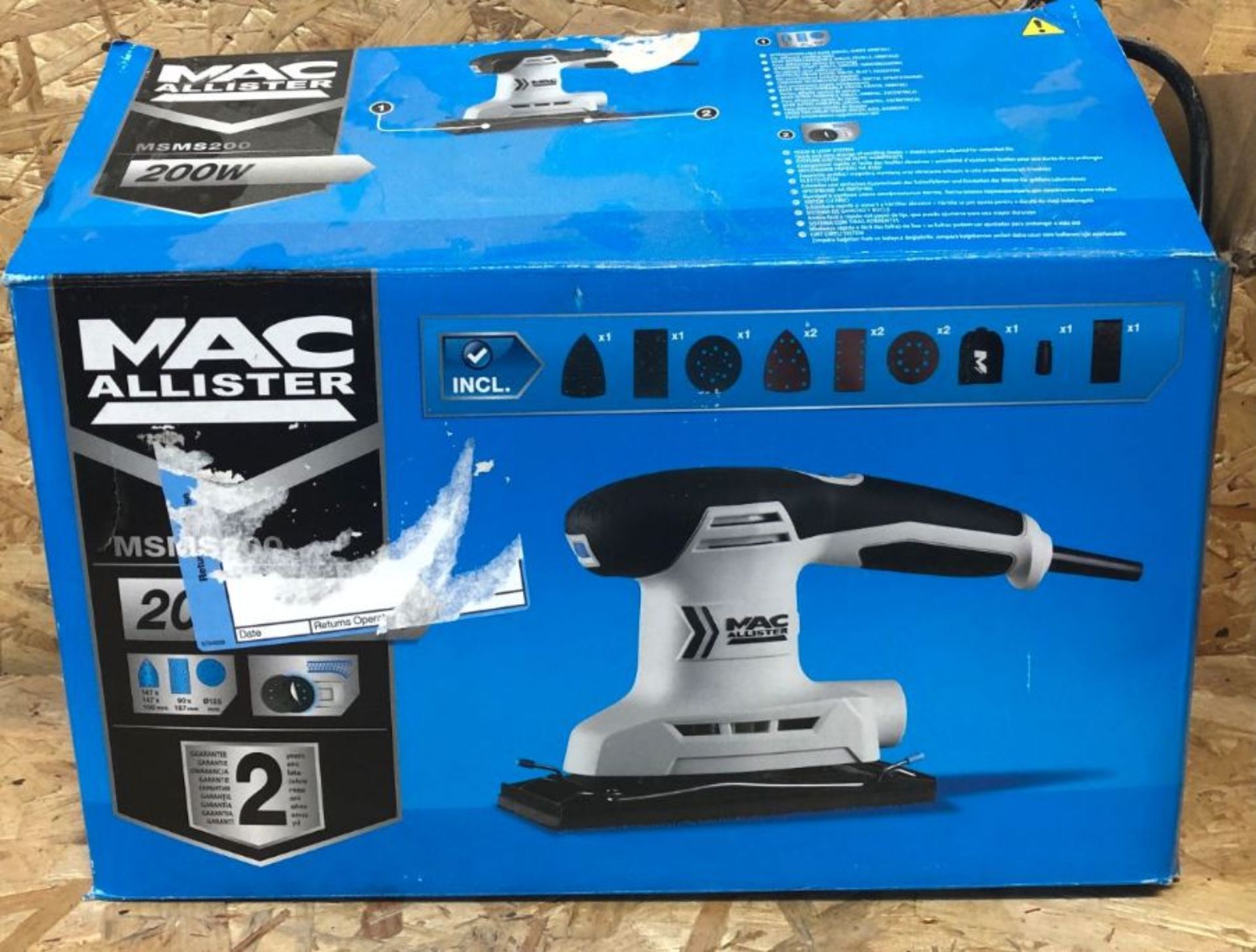 1 X MAC ALLISTER 200W 220-240V CORDED MULTI SANDER MSMS200 / RRP £40.00 / UNTESTED CUSTOMER RETURN