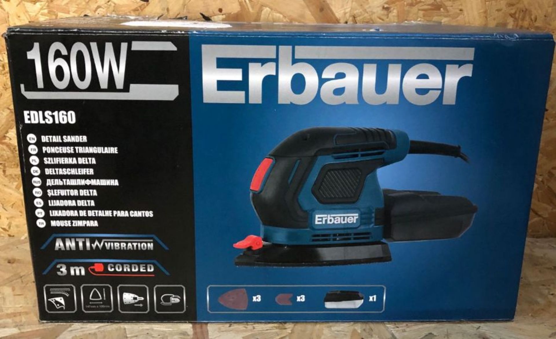 1 X ERBAUER 160W 220-240V CORDED DETAIL SANDER EDLS160 / RRP £40.00 / UNTESTED CUSTOMER RETURN