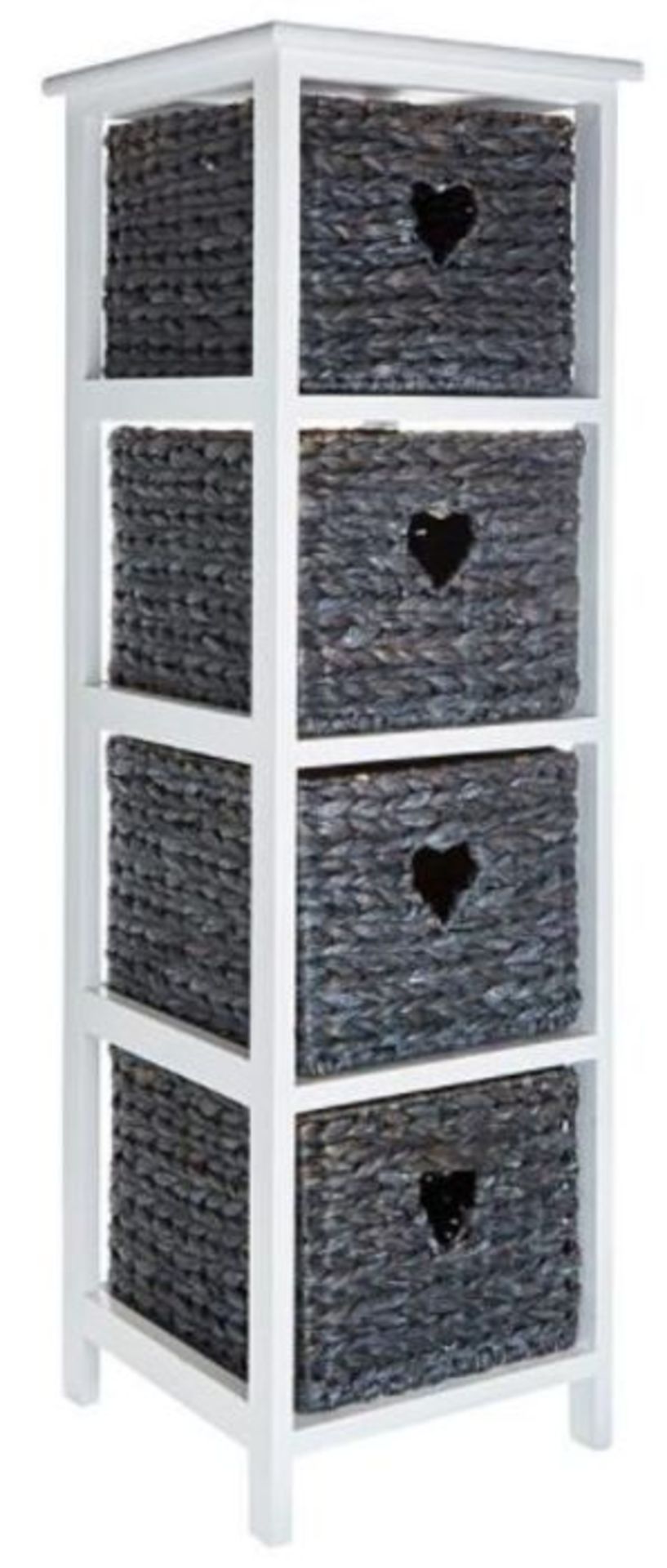 1 X HYACINTH HEARTS 4 DRAWER TALL UNIT (GREY) RRP £69.99 / UNTESTED CUSTOMER RETURNS