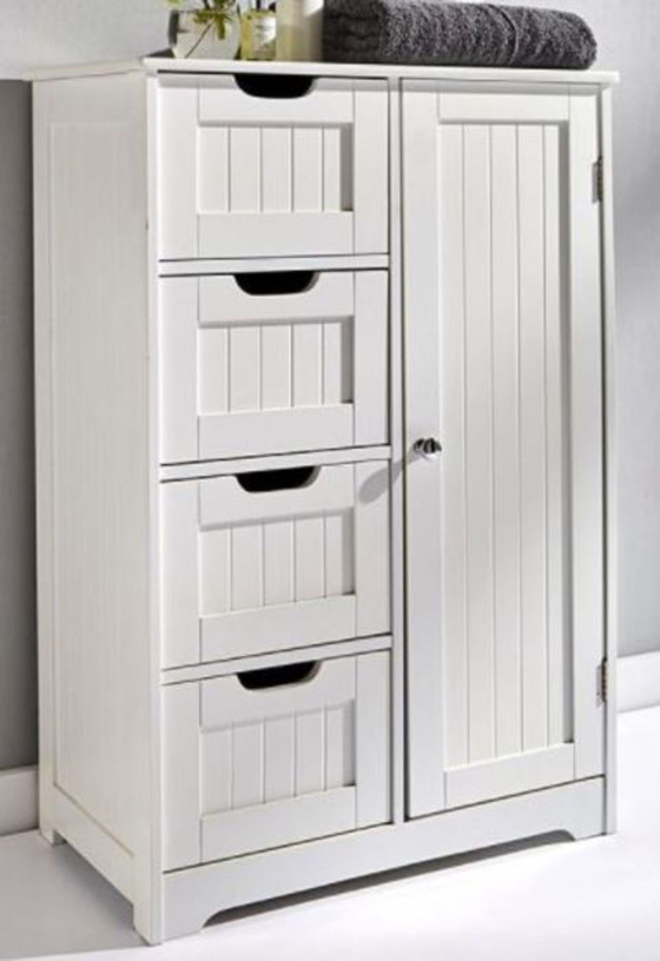 1 X NEW ENGLAND STORAGE CABINET (WHITE) RRP £65.00 / UNTESTED CUSTOMER RETURNS